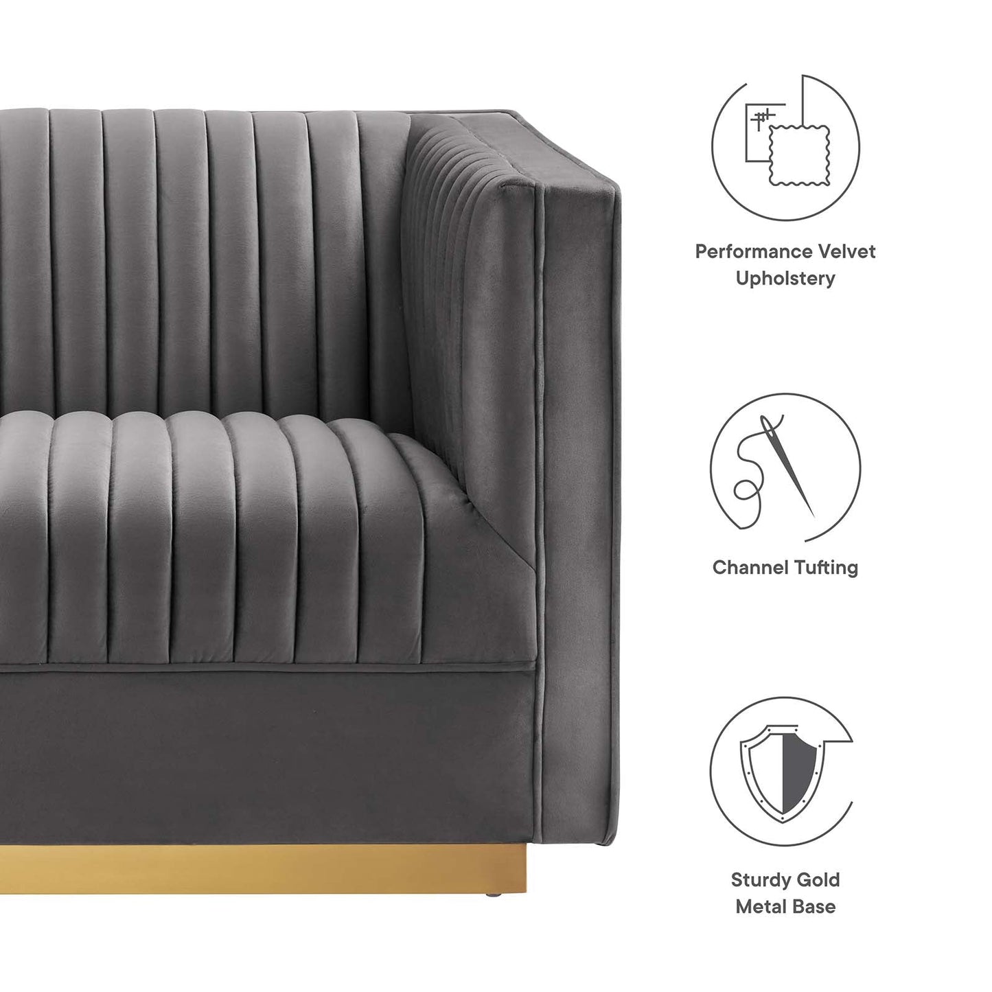 Sanguine Channel Tufted Performance Velvet Modular Sectional Sofa Loveseat By Modway - EEI-5824 | Loveseats | Modishstore - 18