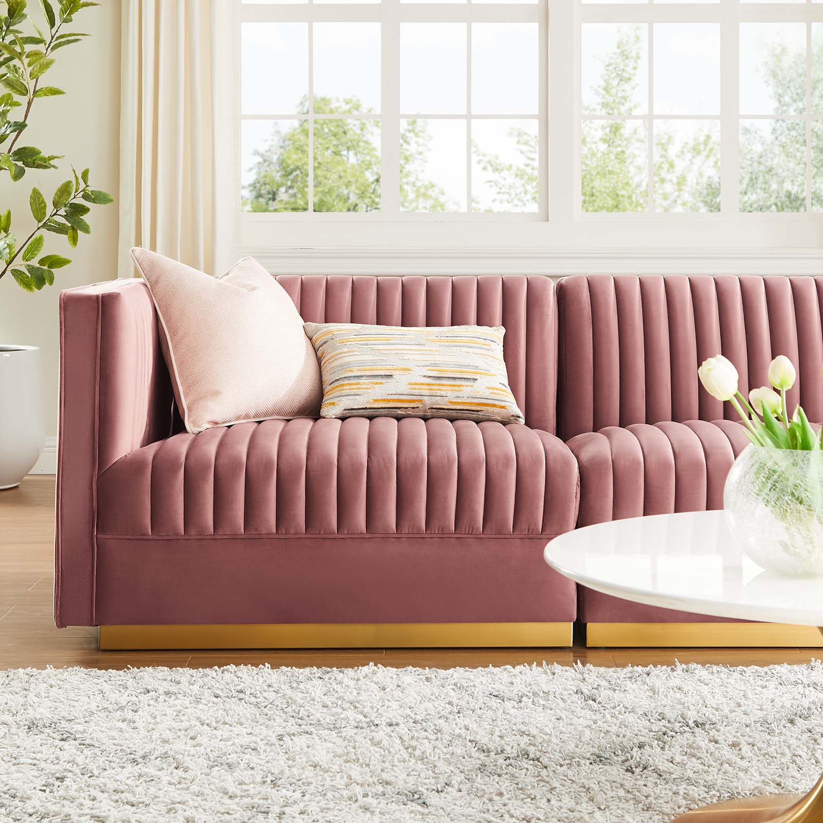 Sanguine Channel Tufted Performance Velvet 3-Seat Modular Sectional Sofa By Modway - EEI-5825 | Sectional | Modishstore - 3