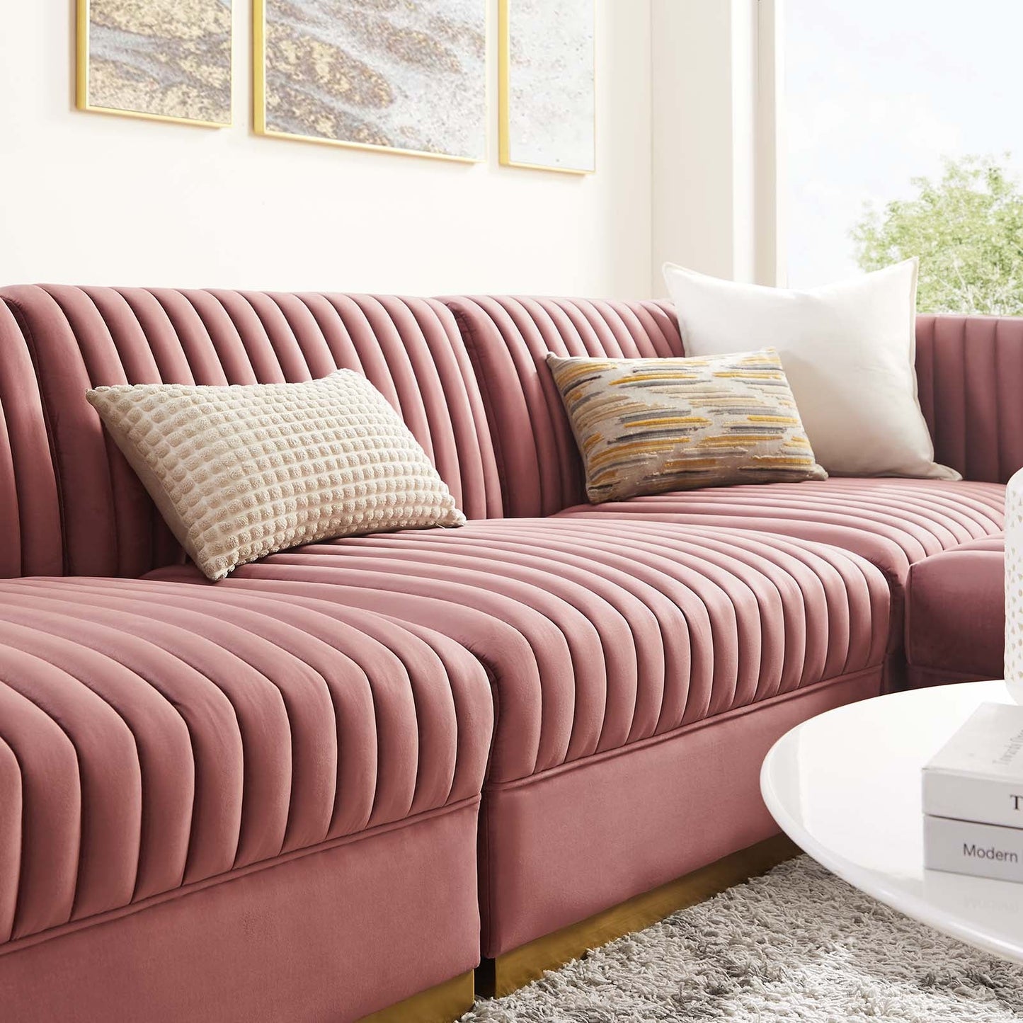 Sanguine Channel Tufted Performance Velvet 4-Piece Modular Sectional Sofa By Modway - EEI-5826 | Sectional | Modishstore - 6