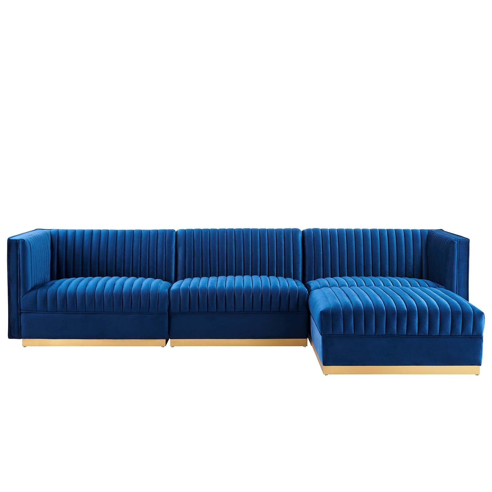 Sanguine Channel Tufted Performance Velvet 4-Piece Modular Sectional Sofa By Modway - EEI-5826 | Sectional | Modishstore - 35