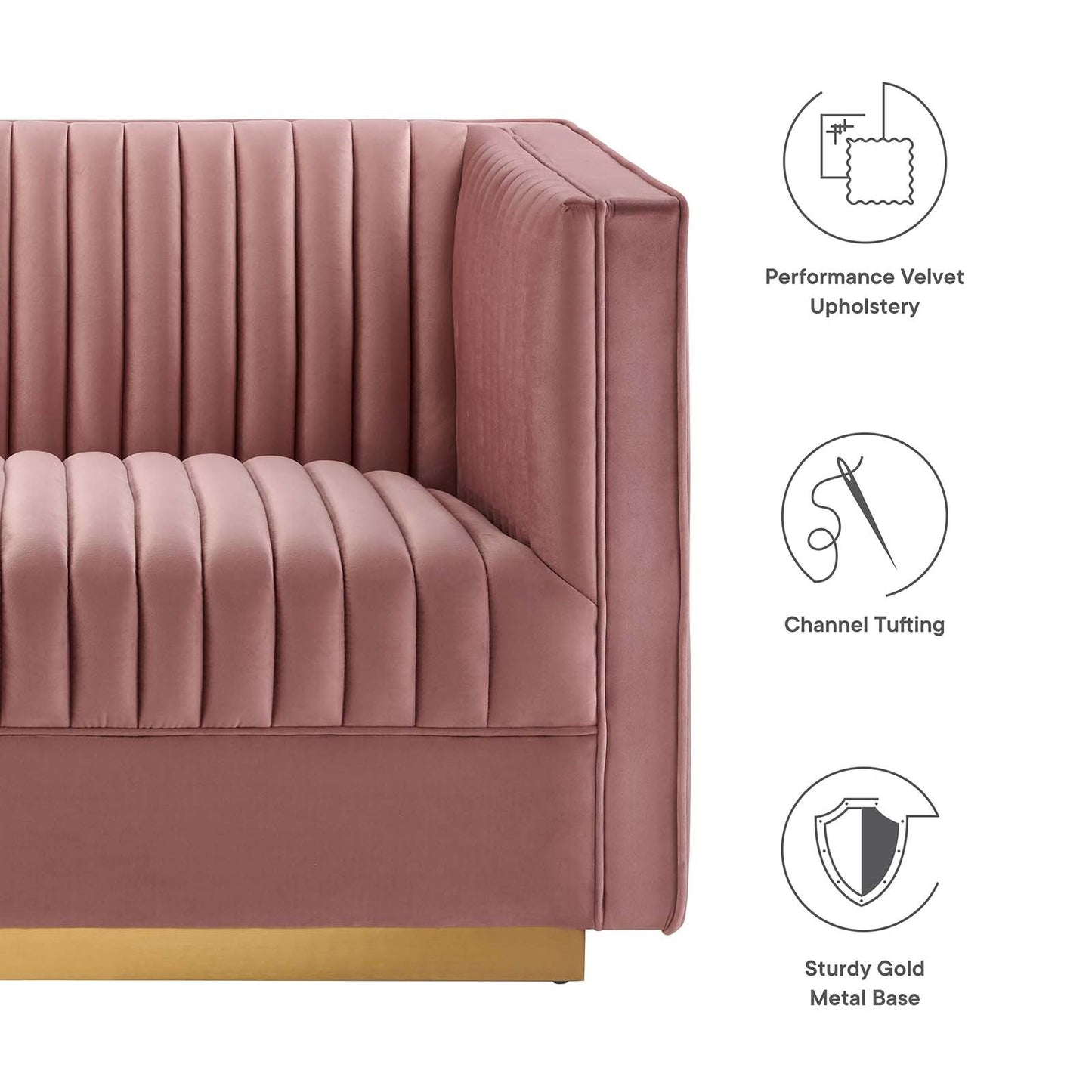 Sanguine Channel Tufted Performance Velvet 4-Seat Modular Sectional Sofa By Modway - EEI-5827 | Sectional | Modishstore - 5