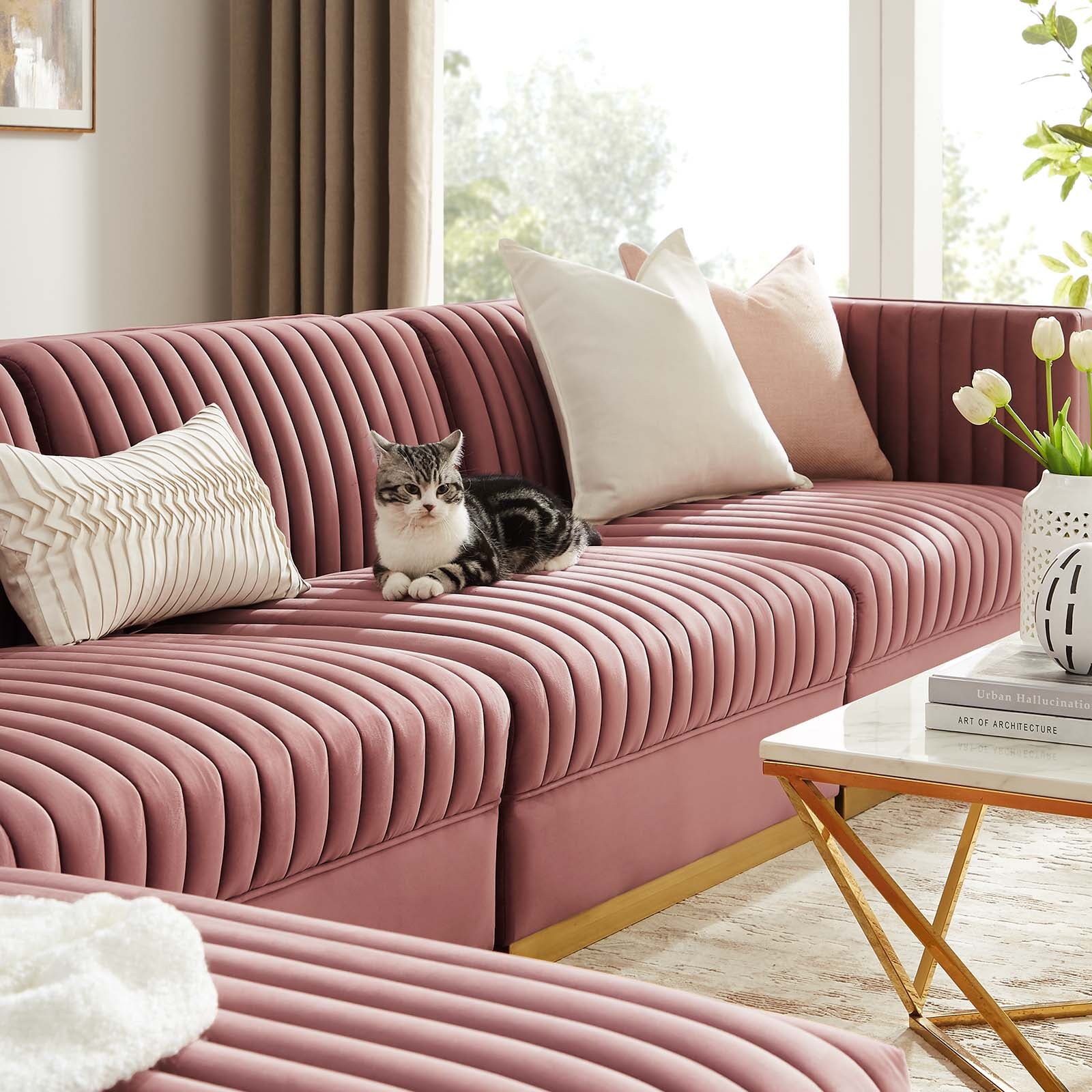 Sanguine Channel Tufted Performance Velvet 5-Piece Modular Sectional Sofa By Modway - EEI-5828 | Sectional | Modishstore - 5