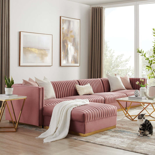 Sanguine Channel Tufted Performance Velvet 5-Piece Modular Sectional Sofa By Modway - EEI-5828 | Sectional | Modishstore
