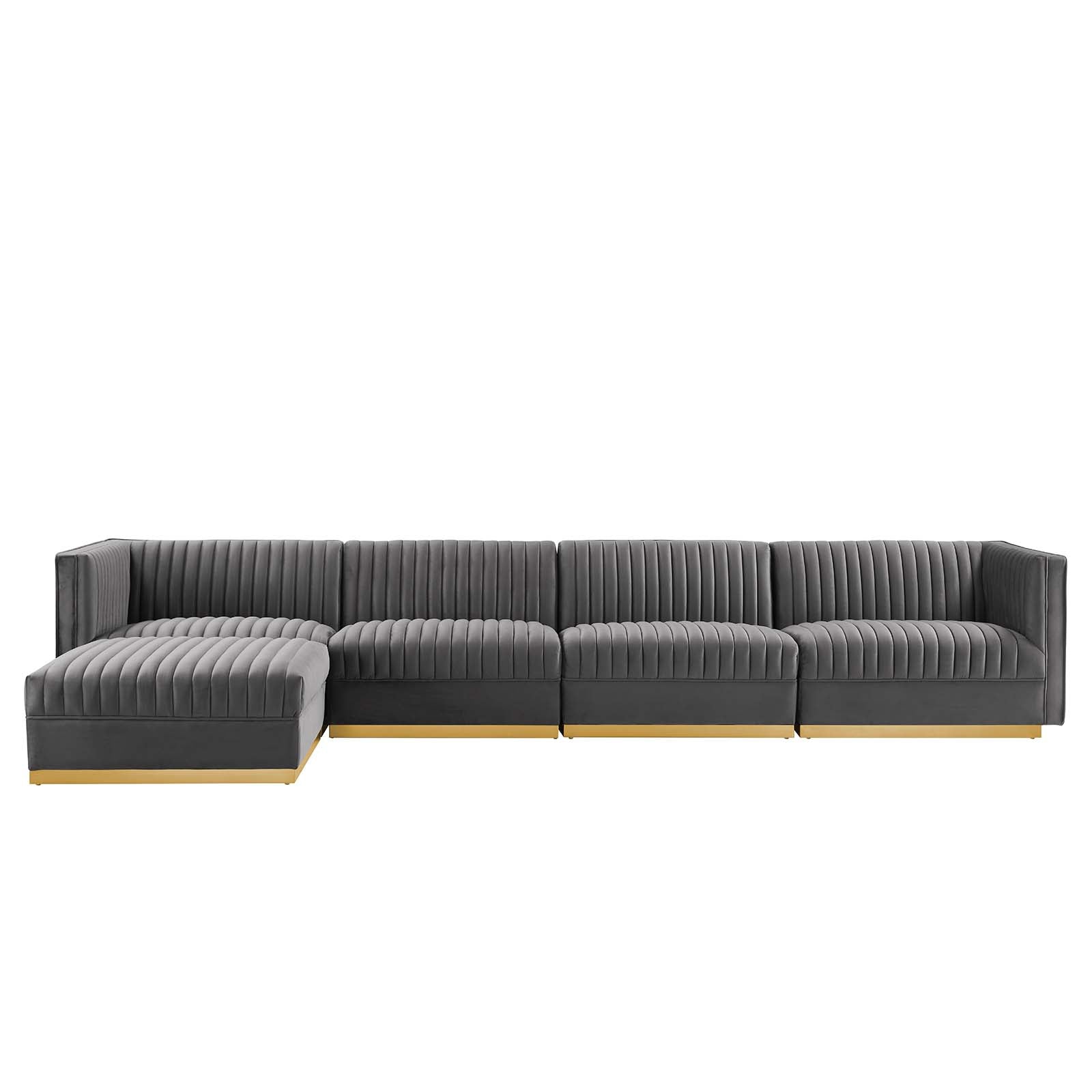 Sanguine Channel Tufted Performance Velvet 5-Piece Modular Sectional Sofa By Modway - EEI-5828 | Sectional | Modishstore - 18