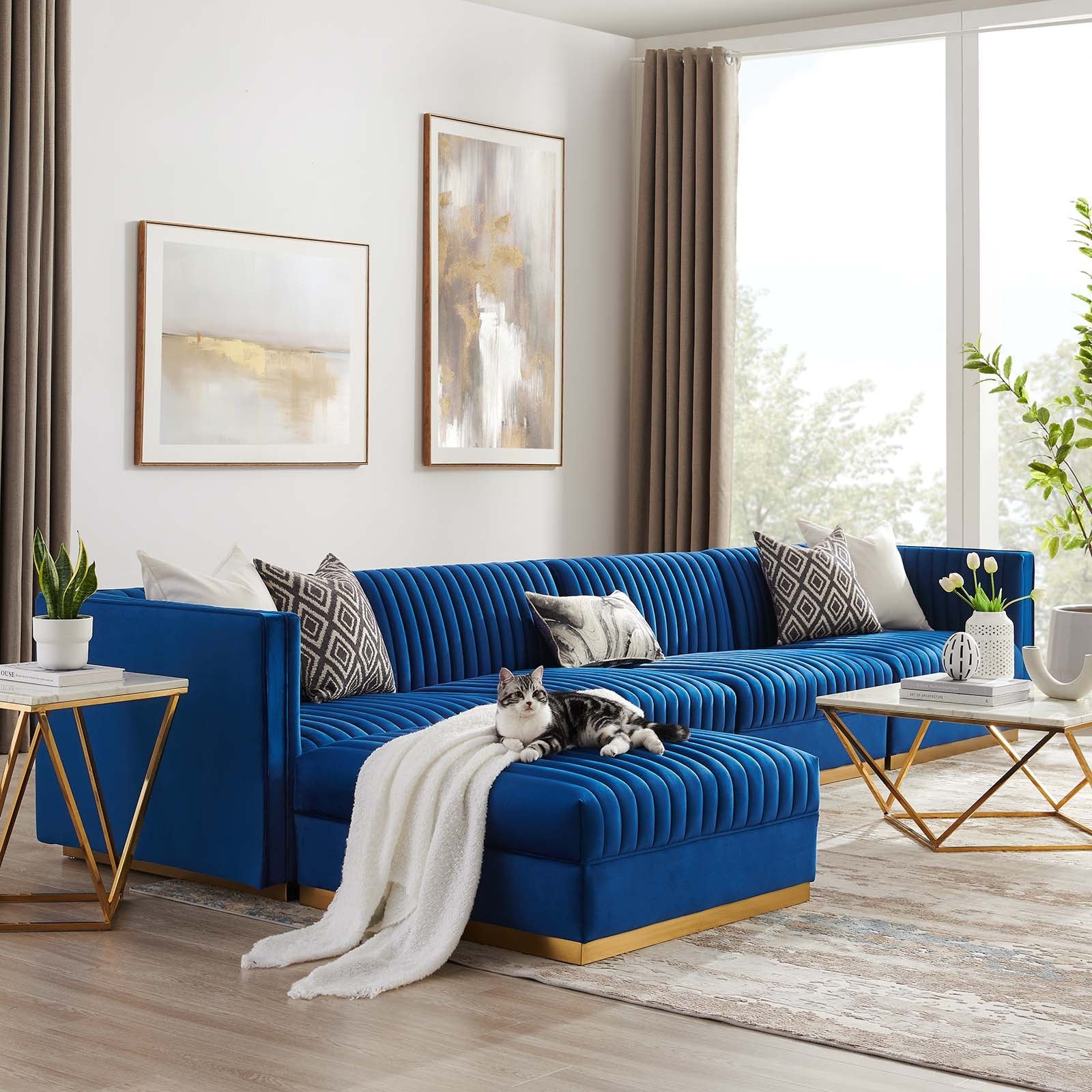 Sanguine Channel Tufted Performance Velvet 5-Piece Modular Sectional Sofa By Modway - EEI-5828 | Sectional | Modishstore - 30