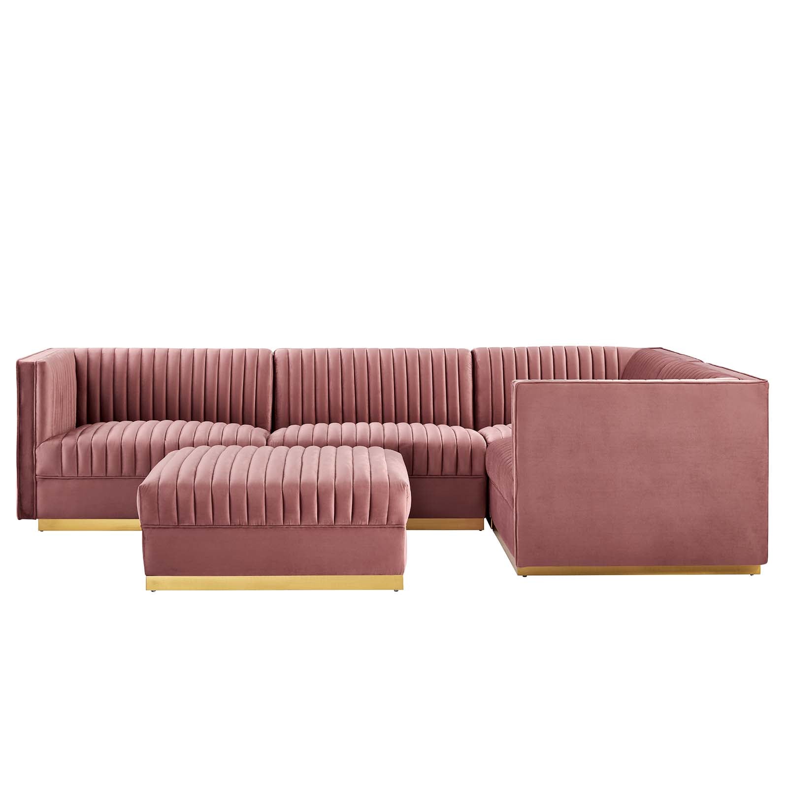 Sanguine Channel Tufted Performance Velvet 5-Piece Right-Facing Modular Sectional Sofa By Modway - EEI-5831 | Sectional | Modishstore - 2