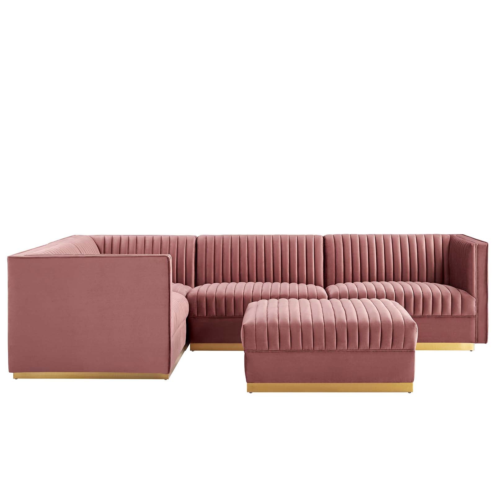Sanguine Channel Tufted Performance Velvet 5-Piece Left-Facing Modular Sectional Sofa By Modway - EEI-5832 | Sectional | Modishstore - 2
