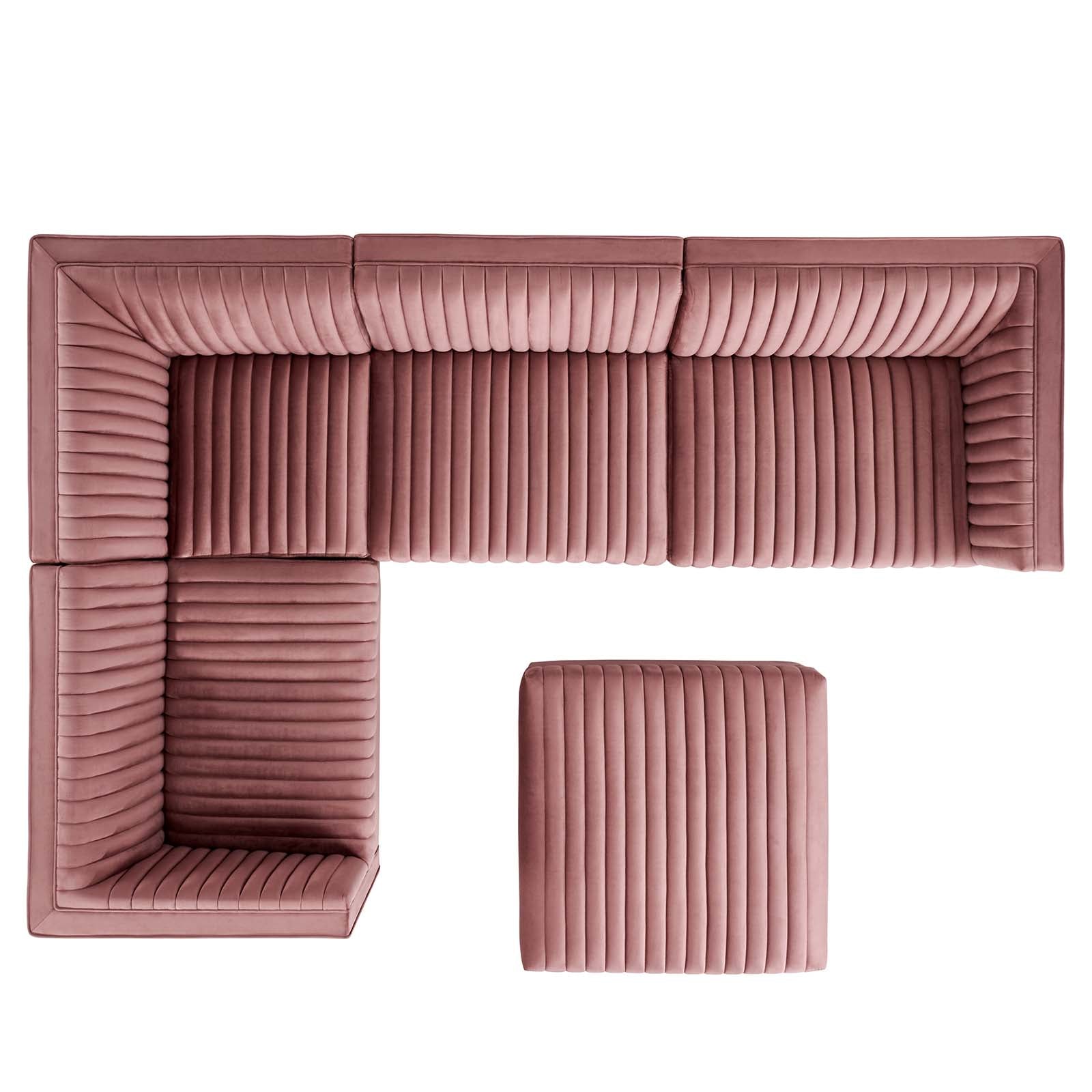 Sanguine Channel Tufted Performance Velvet 5-Piece Left-Facing Modular Sectional Sofa By Modway - EEI-5832 | Sectional | Modishstore - 8