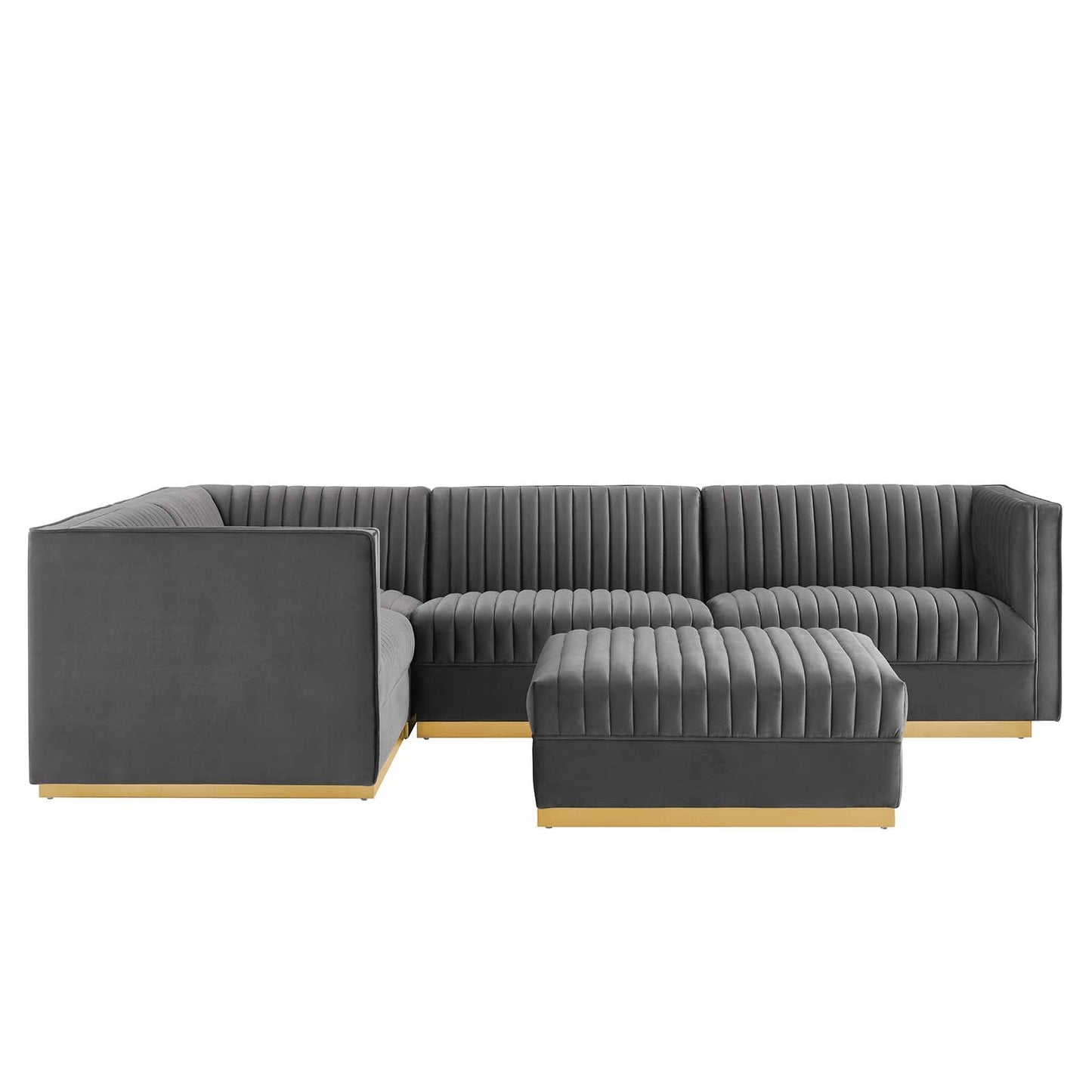 Sanguine Channel Tufted Performance Velvet 5-Piece Left-Facing Modular Sectional Sofa By Modway - EEI-5832 | Sectional | Modishstore - 14