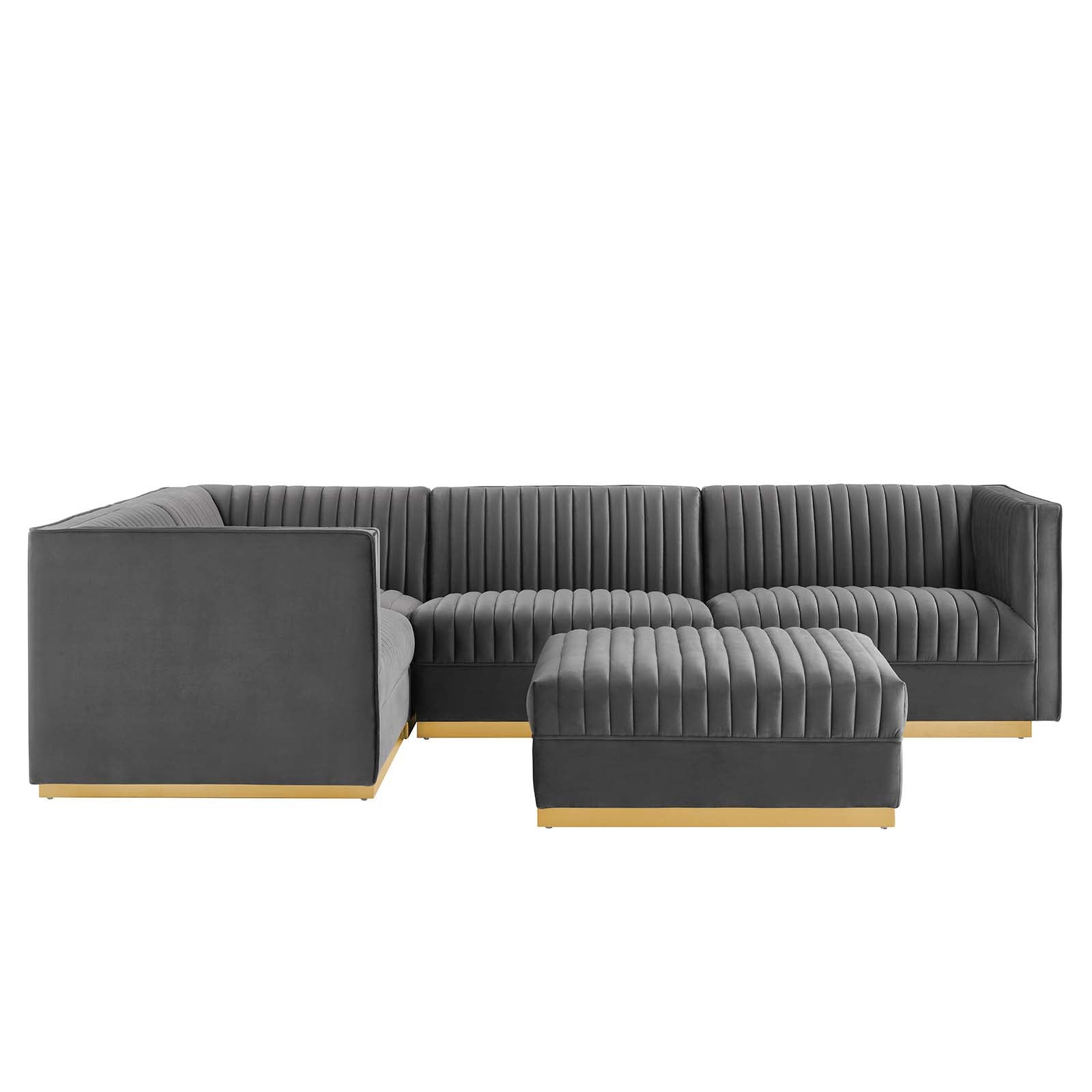 Sanguine Channel Tufted Performance Velvet 5-Piece Left-Facing Modular Sectional Sofa By Modway - EEI-5832 | Sectional | Modishstore - 14