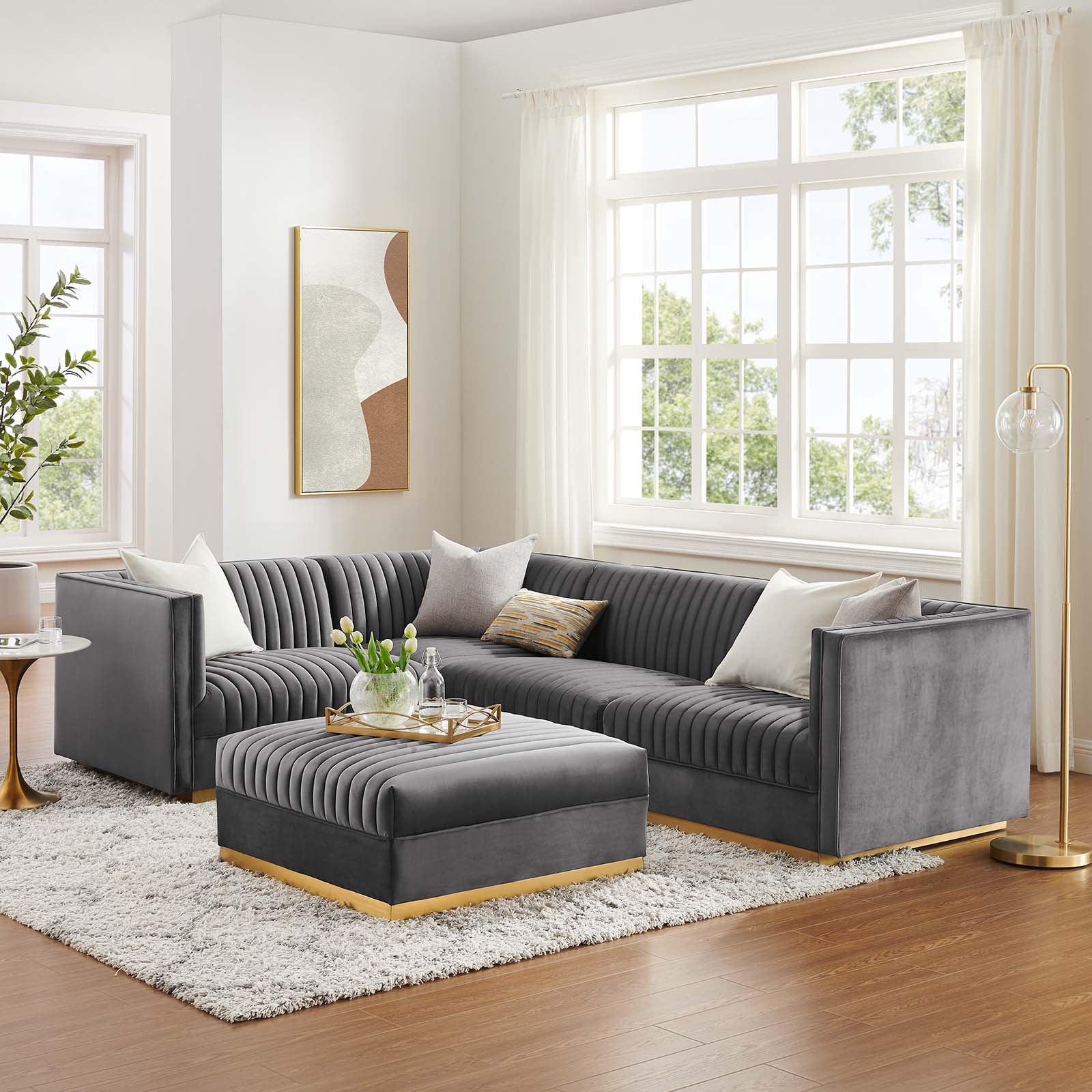 Sanguine Channel Tufted Performance Velvet 5-Piece Left-Facing Modular Sectional Sofa By Modway - EEI-5832 | Sectional | Modishstore - 20