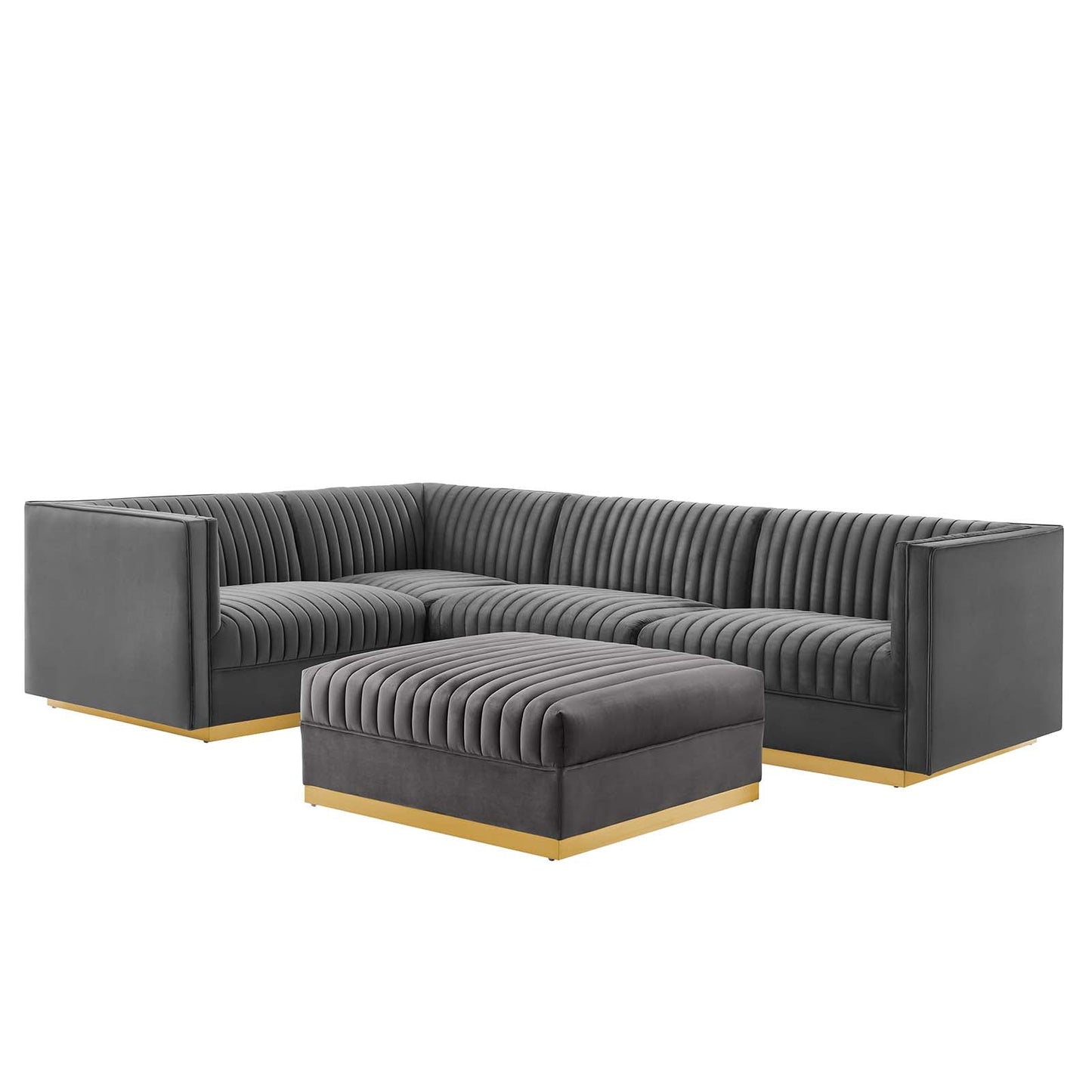 Sanguine Channel Tufted Performance Velvet 5-Piece Left-Facing Modular Sectional Sofa By Modway - EEI-5832 | Sectional | Modishstore - 21