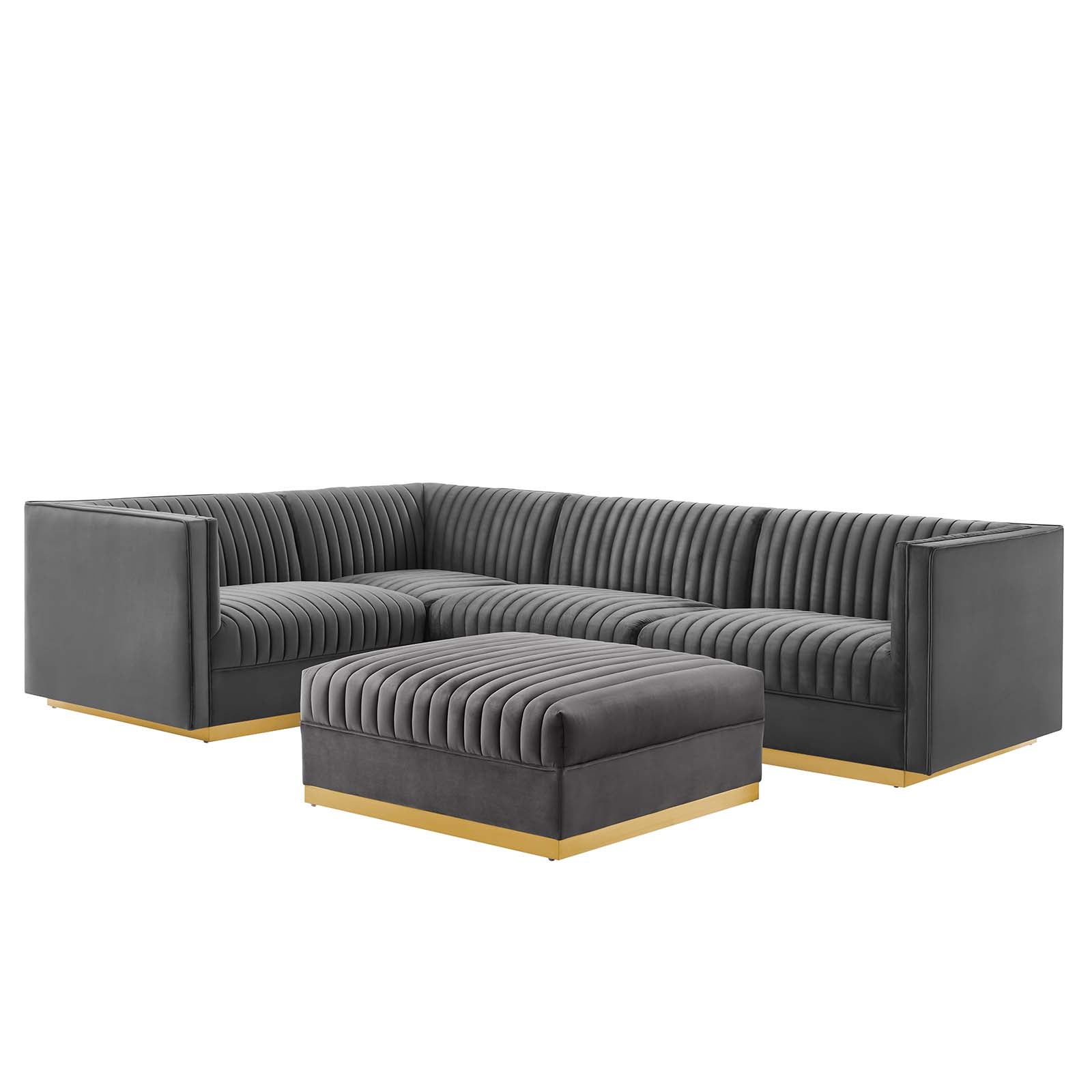 Sanguine Channel Tufted Performance Velvet 5-Piece Left-Facing Modular Sectional Sofa By Modway - EEI-5832 | Sectional | Modishstore - 21