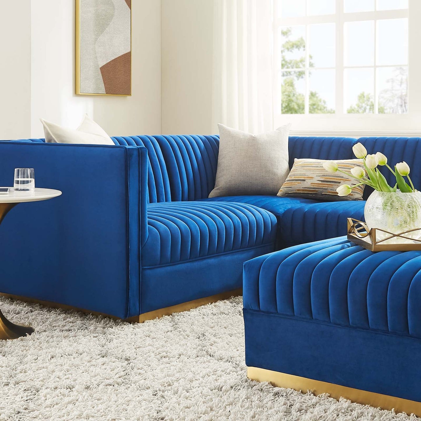 Sanguine Channel Tufted Performance Velvet 5-Piece Left-Facing Modular Sectional Sofa By Modway - EEI-5832 | Sectional | Modishstore - 33