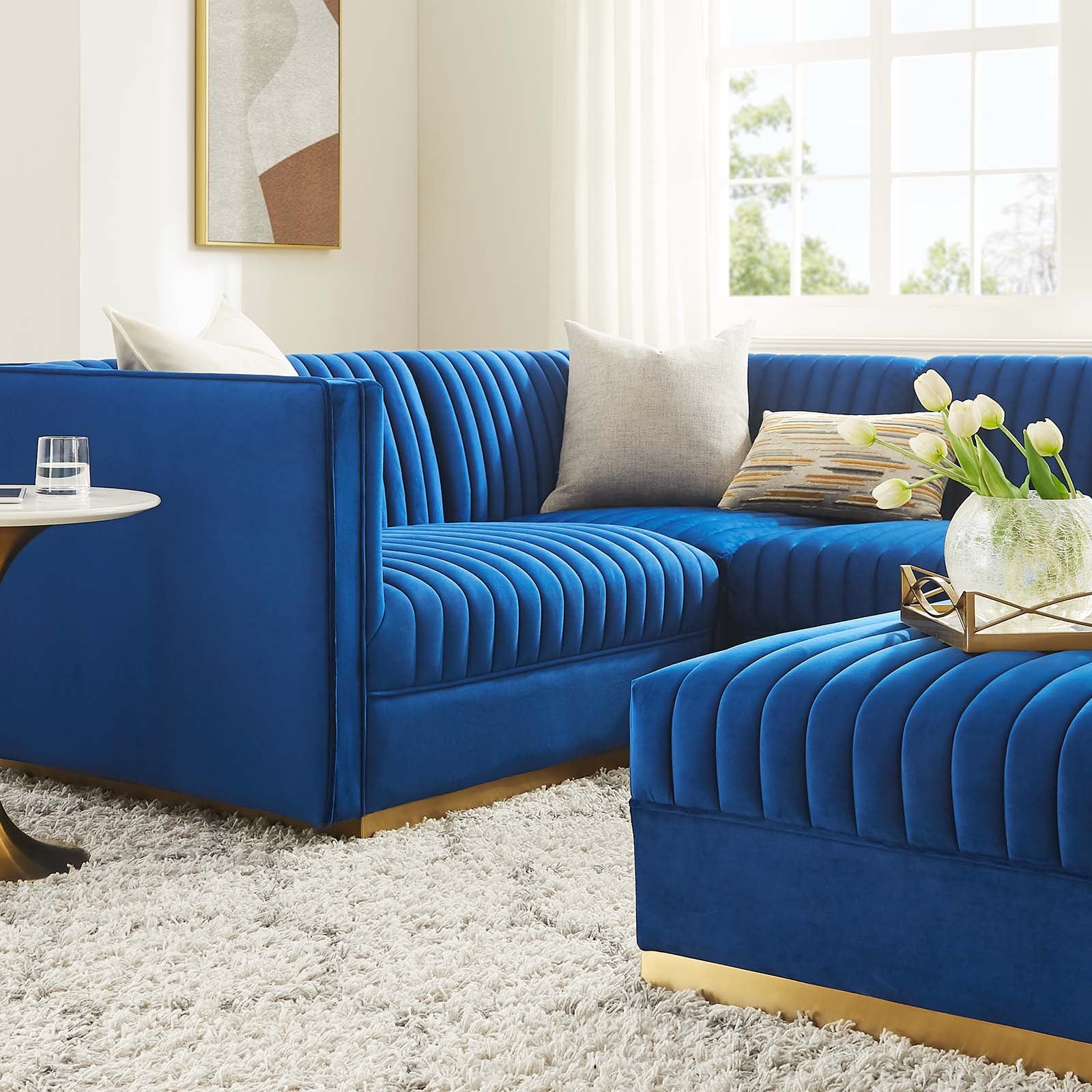 Sanguine Channel Tufted Performance Velvet 5-Piece Left-Facing Modular Sectional Sofa By Modway - EEI-5832 | Sectional | Modishstore - 33