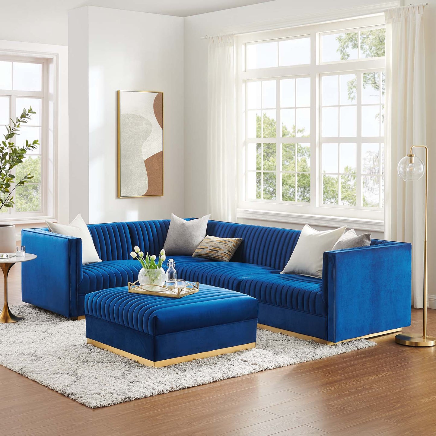 Sanguine Channel Tufted Performance Velvet 5-Piece Left-Facing Modular Sectional Sofa By Modway - EEI-5832 | Sectional | Modishstore - 34