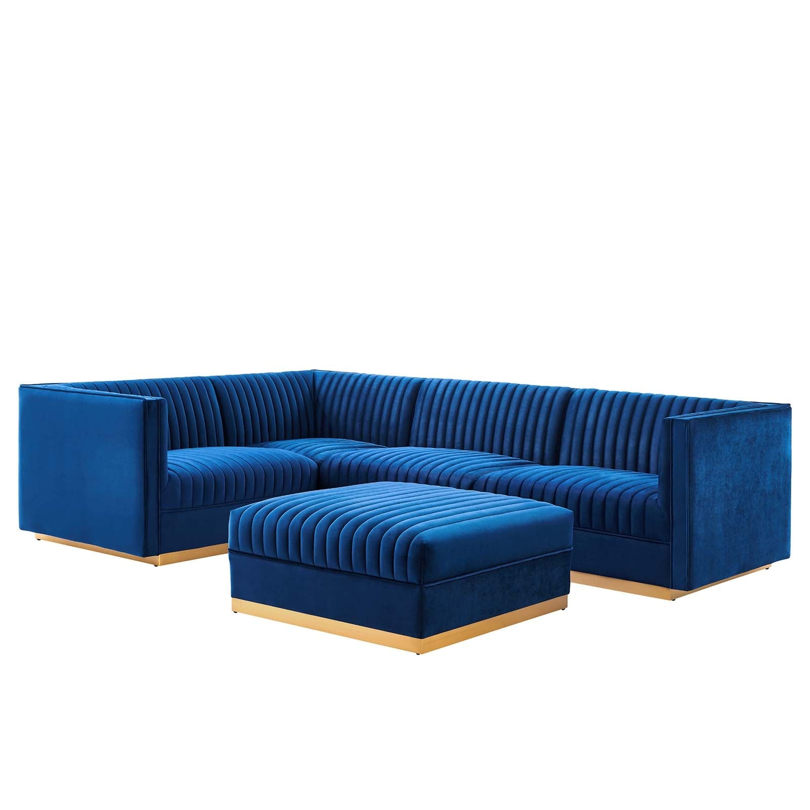 Sanguine Channel Tufted Performance Velvet 5-Piece Left-Facing Modular Sectional Sofa By Modway - EEI-5832 | Sectional | Modishstore - 35
