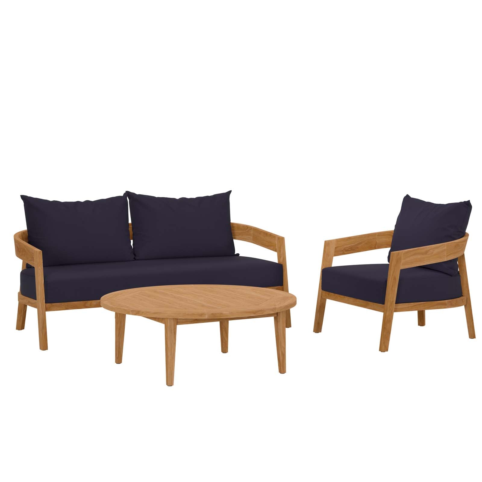 Brisbane 3-Piece Teak Wood Outdoor Patio Outdoor Patio Set By Modway - EEI-5834-NAT-GRY | Outdoor Sofas, Loveseats & Sectionals |  Modishstore - 23