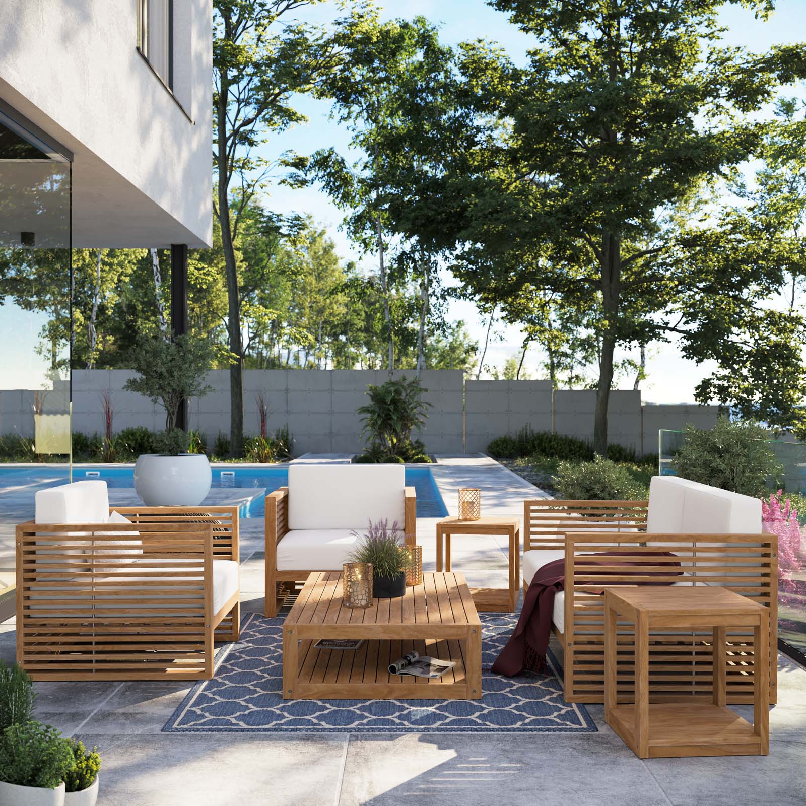 Carlsbad 6-Piece Teak Wood Outdoor Patio Outdoor Patio Set By Modway - EEI-5836 | Outdoor Sofas, Loveseats & Sectionals - 41