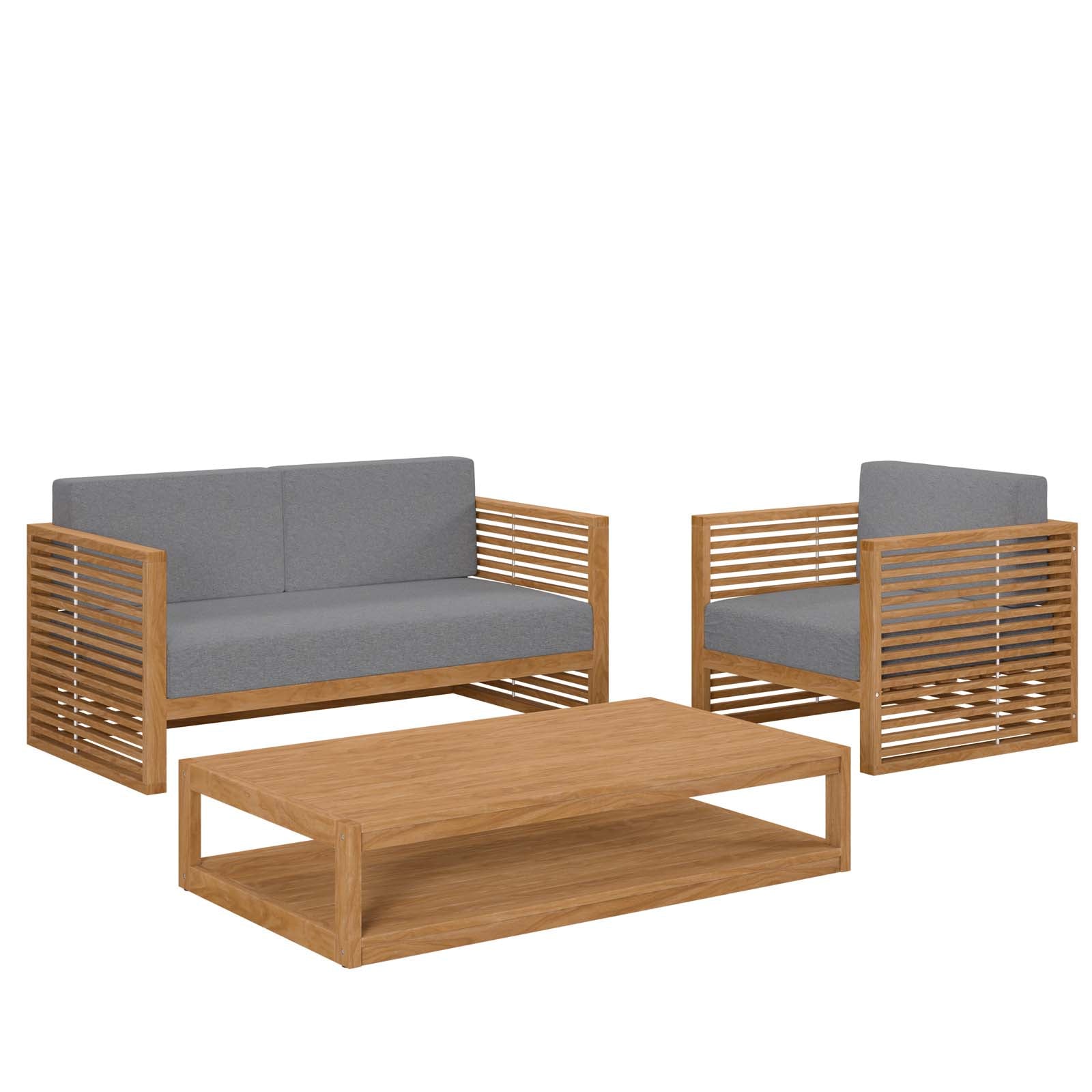Carlsbad 3-Piece Teak Wood Outdoor Patio Outdoor Patio Set By Modway - EEI-5837 | Outdoor Sofas, Loveseats & Sectionals - 2