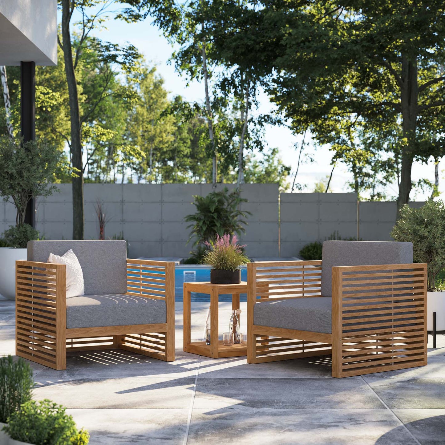 Carlsbad 3-Piece Teak Wood Outdoor Patio Outdoor Patio Set By Modway - EEI-5838 | Outdoor Sofas, Loveseats & Sectionals