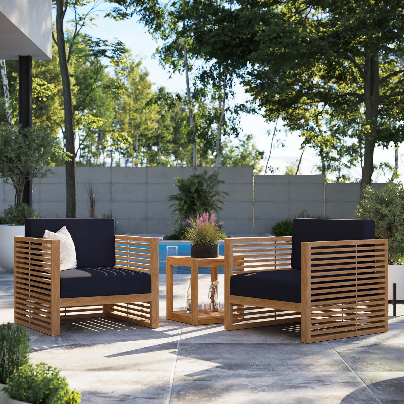 Carlsbad 3-Piece Teak Wood Outdoor Patio Outdoor Patio Set By Modway - EEI-5838 | Outdoor Sofas, Loveseats & Sectionals - 15