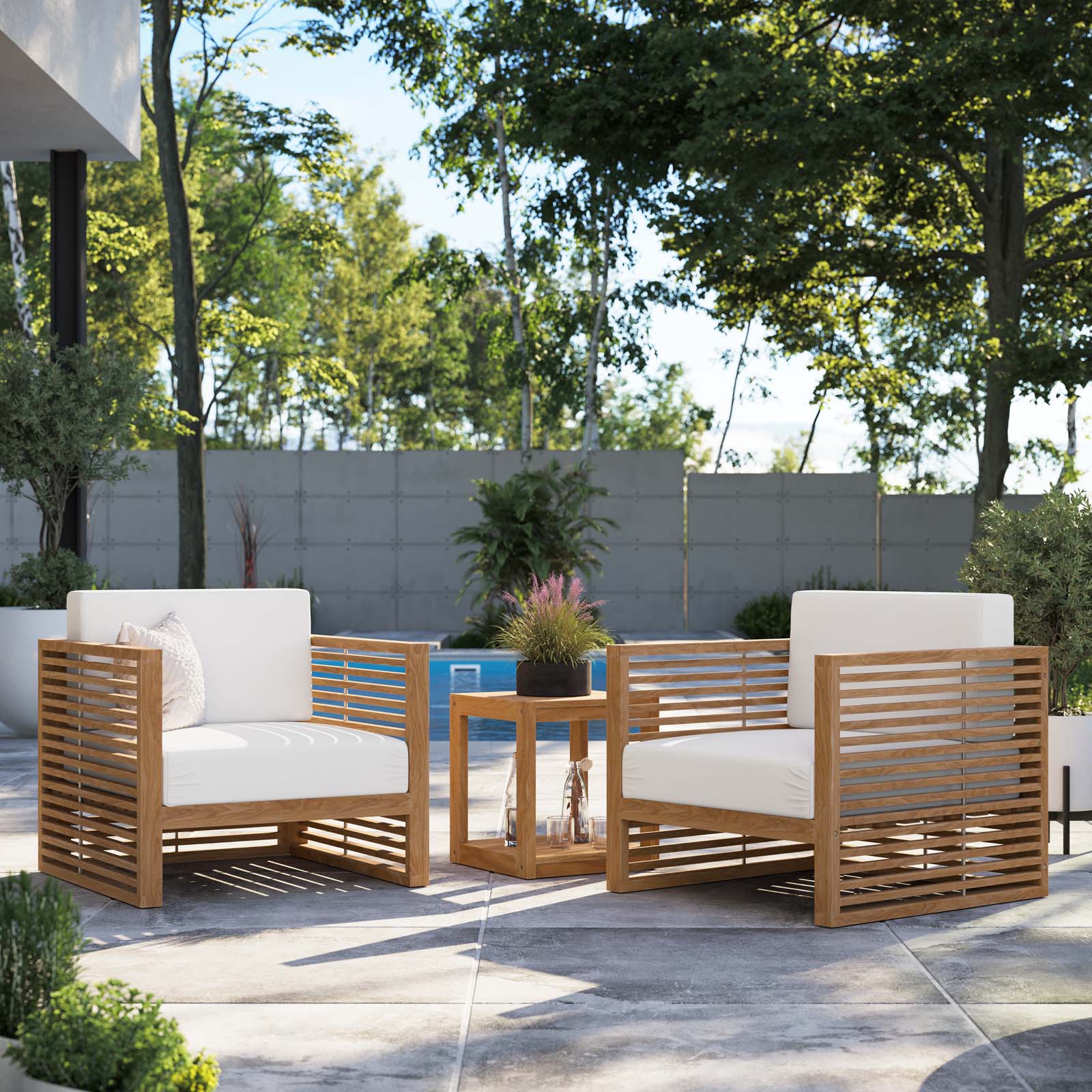 Carlsbad 3-Piece Teak Wood Outdoor Patio Outdoor Patio Set By Modway - EEI-5838 | Outdoor Sofas, Loveseats & Sectionals - 26