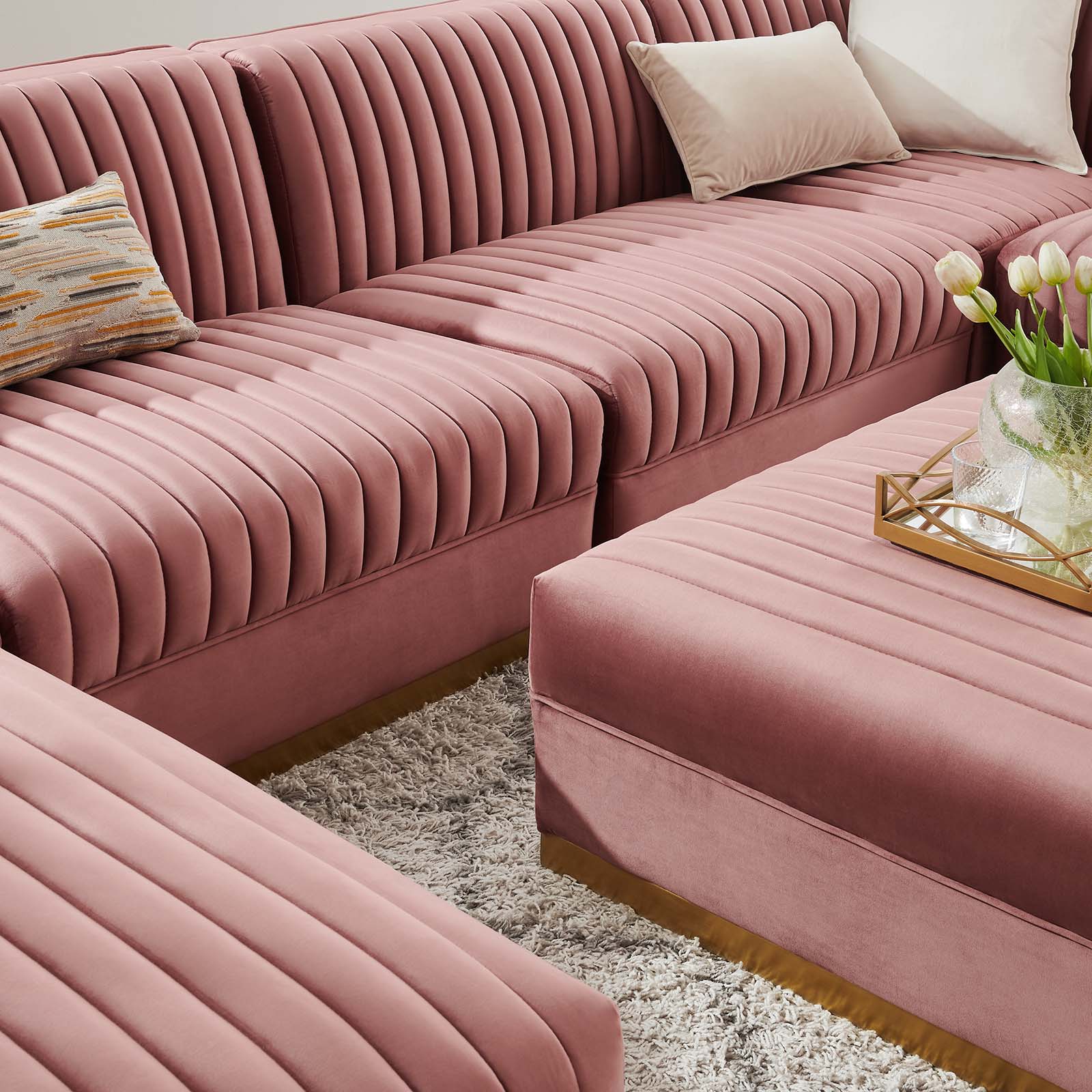 Sanguine Channel Tufted Performance Velvet 7-Piece Right-Facing Modular Sectional Sofa By Modway - EEI-5839 | Sectional | Modishstore - 8