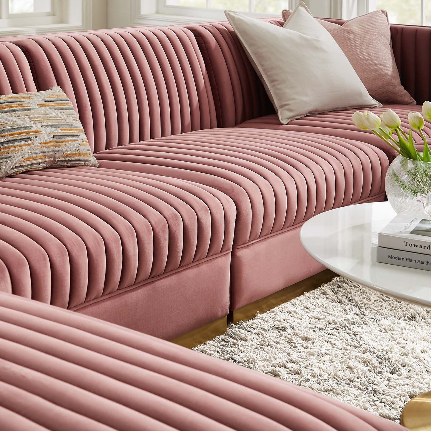 Sanguine Channel Tufted Performance Velvet 6-Piece Modular Sectional Sofa By Modway - EEI-5841 | Sectional | Modishstore - 6