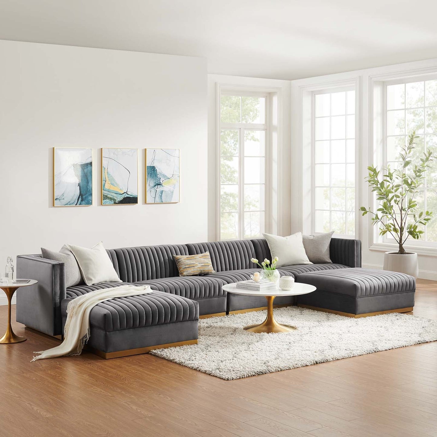 Sanguine Channel Tufted Performance Velvet 6-Piece Modular Sectional Sofa By Modway - EEI-5841 | Sectional | Modishstore - 19