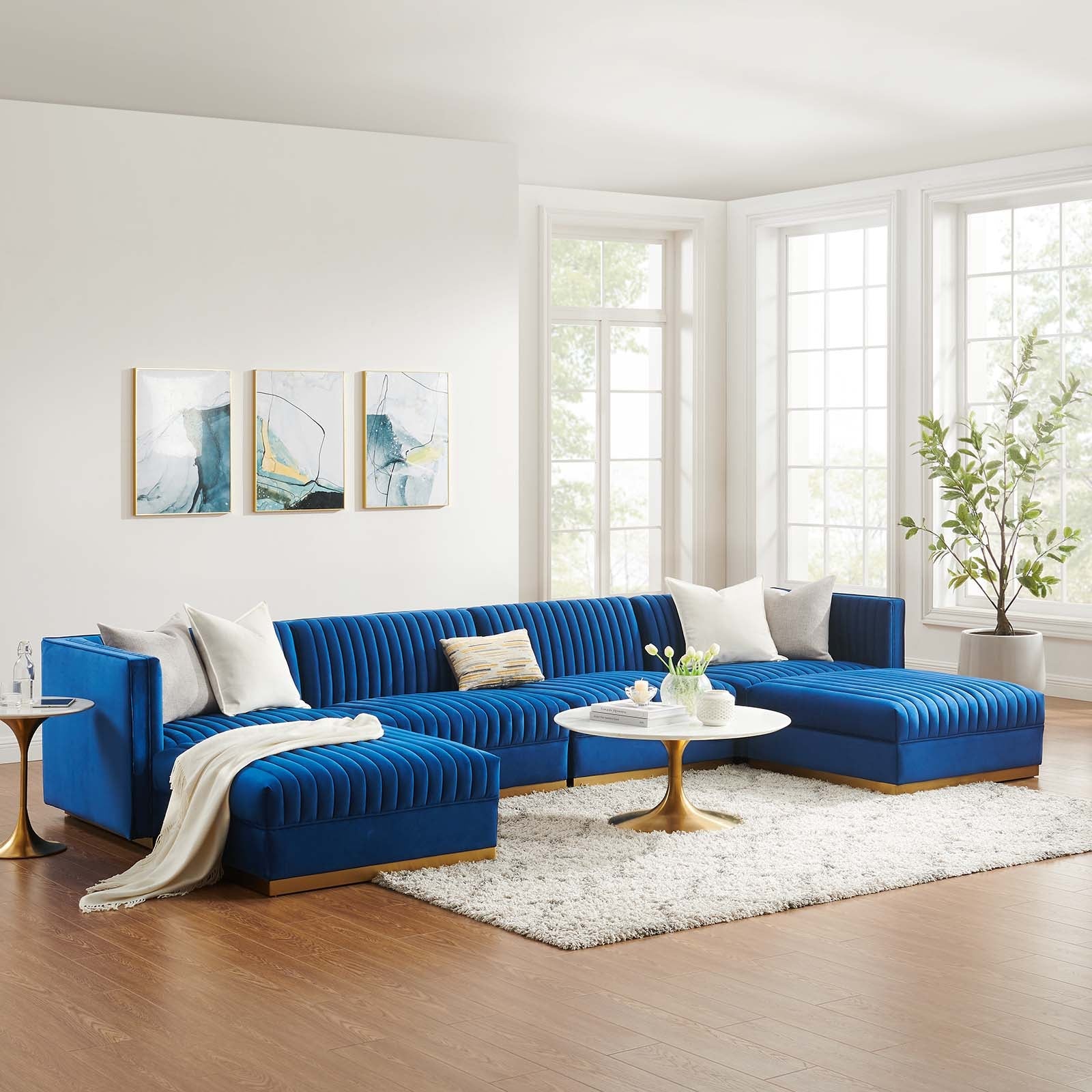 Sanguine Channel Tufted Performance Velvet 6-Piece Modular Sectional Sofa By Modway - EEI-5841 | Sectional | Modishstore - 32