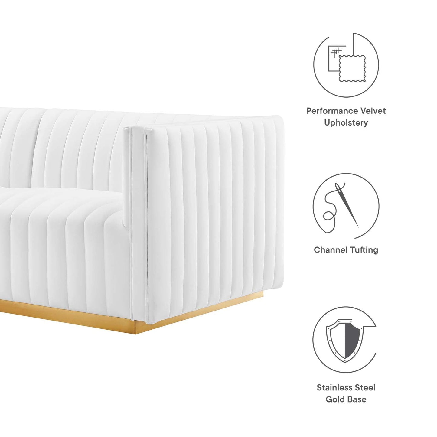 Conjure Channel Tufted Performance Velvet Sofa By Modway - EEI-5843 | Sofas - 56