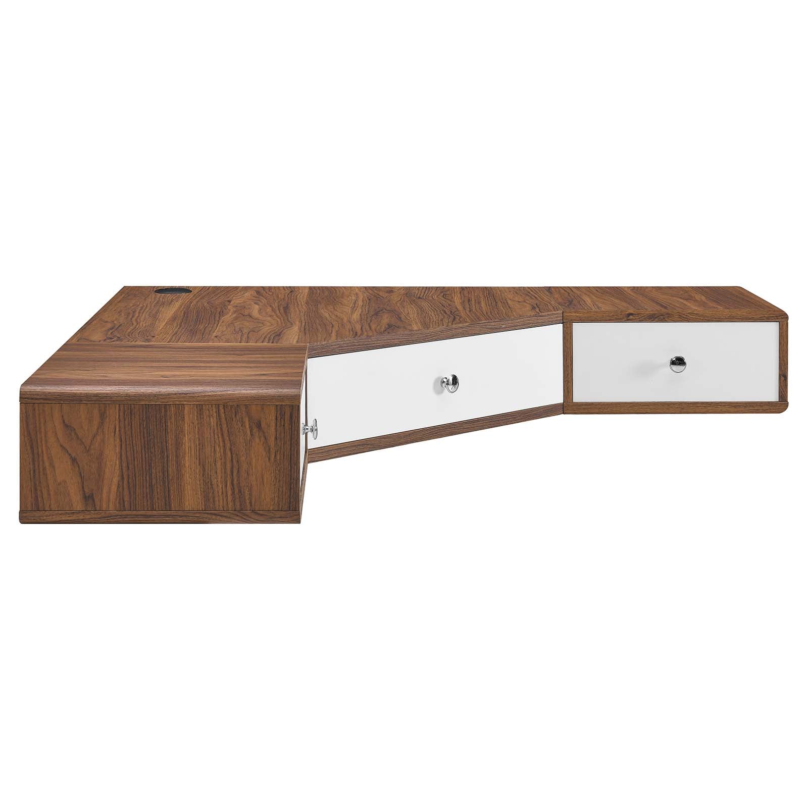 Transmit 47" Wall Mount Corner Walnut Office Desk By Modway - EEI-5862-WAL-WHI | Desks |  Modishstore - 2