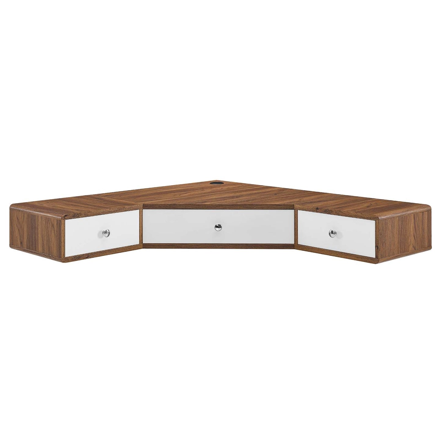 Transmit 47" Wall Mount Corner Walnut Office Desk By Modway - EEI-5862-WAL-WHI | Desks |  Modishstore - 3