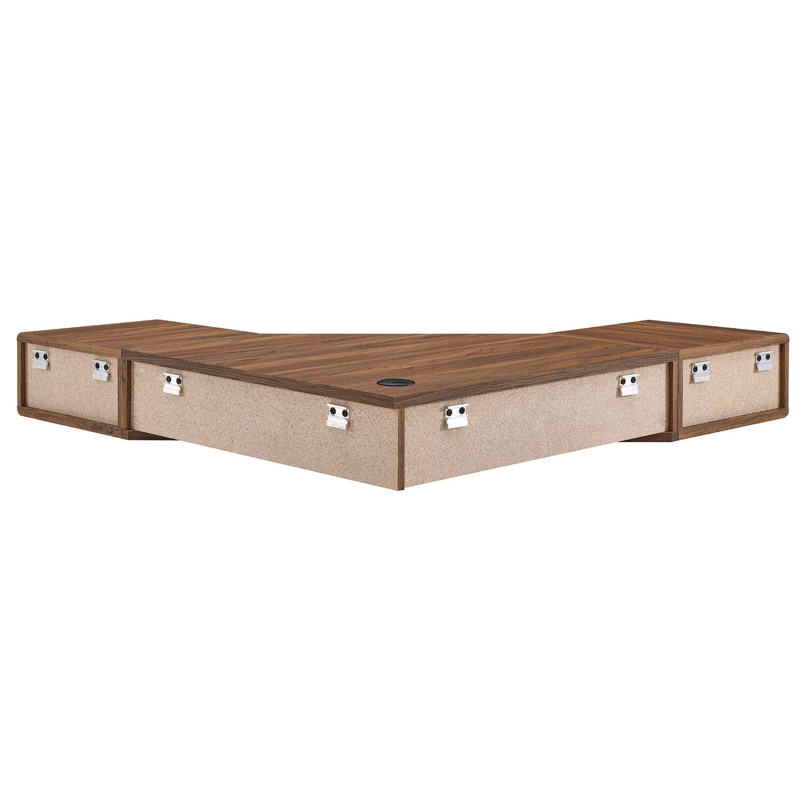 Transmit 47" Wall Mount Corner Walnut Office Desk By Modway - EEI-5862-WAL-WHI | Desks |  Modishstore - 4