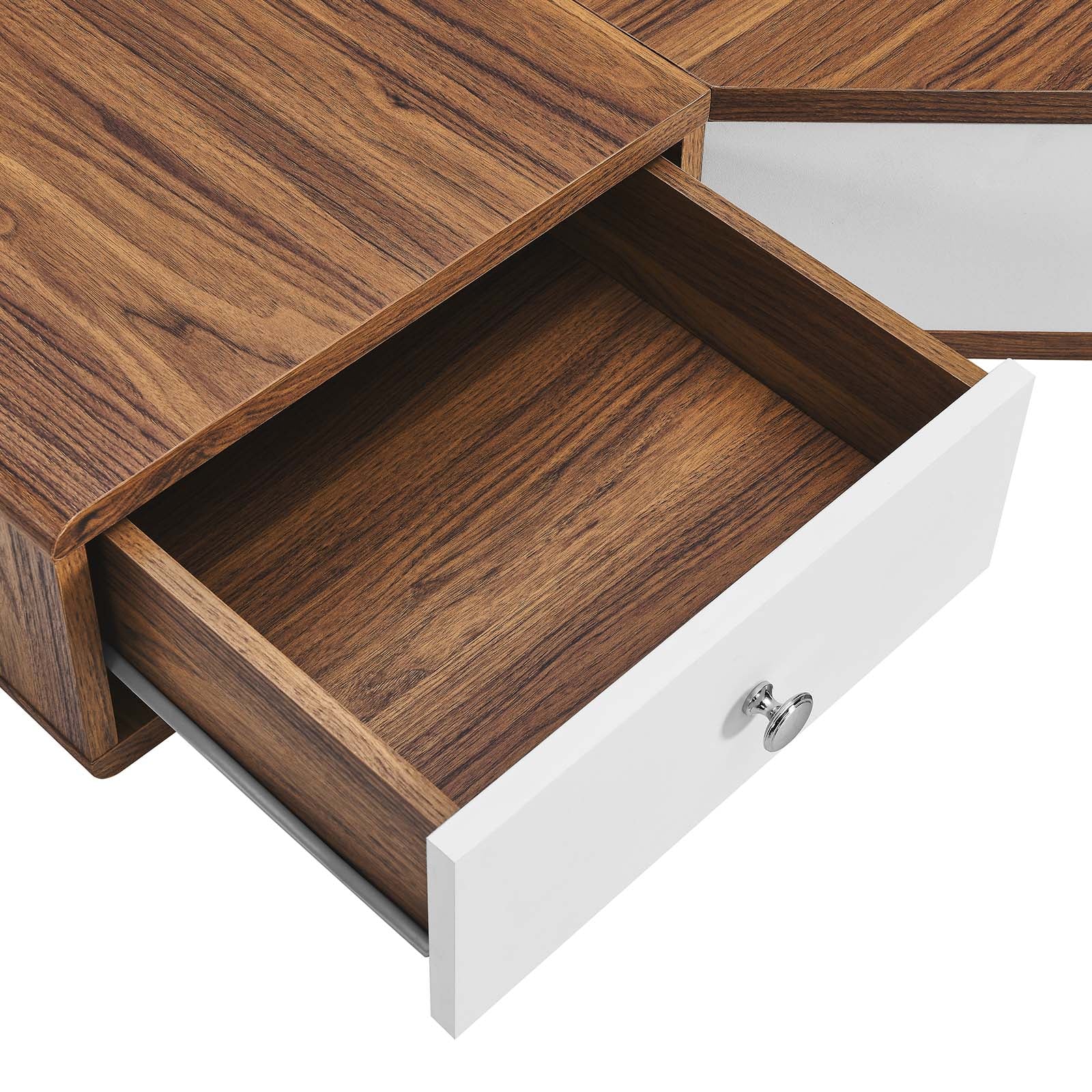 Transmit 47" Wall Mount Corner Walnut Office Desk By Modway - EEI-5862-WAL-WHI | Desks |  Modishstore - 5