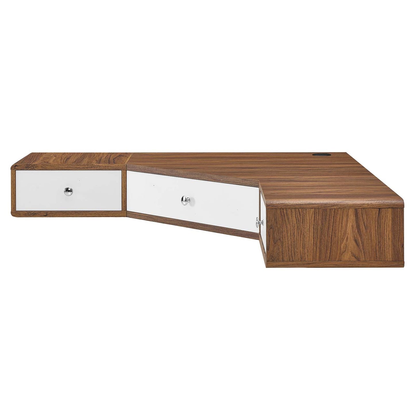 Transmit 47" Wall Mount Corner Walnut Office Desk By Modway - EEI-5862-WAL-WHI | Desks |  Modishstore - 8