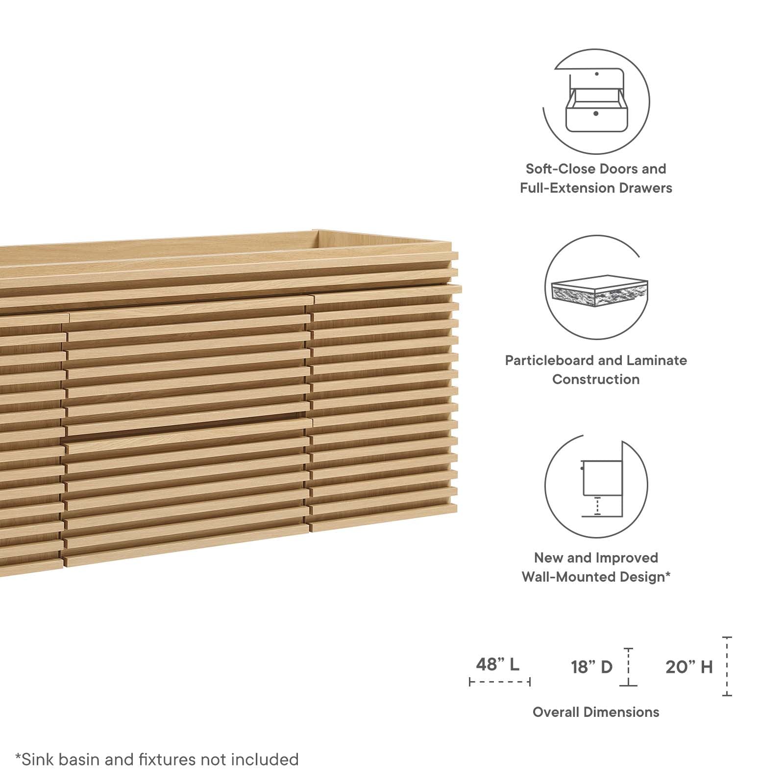 Render 48" Wall-Mount Bathroom Vanity Cabinet By Modway - EEI-5866 | Bathroom Accessories | Modishstore - 24