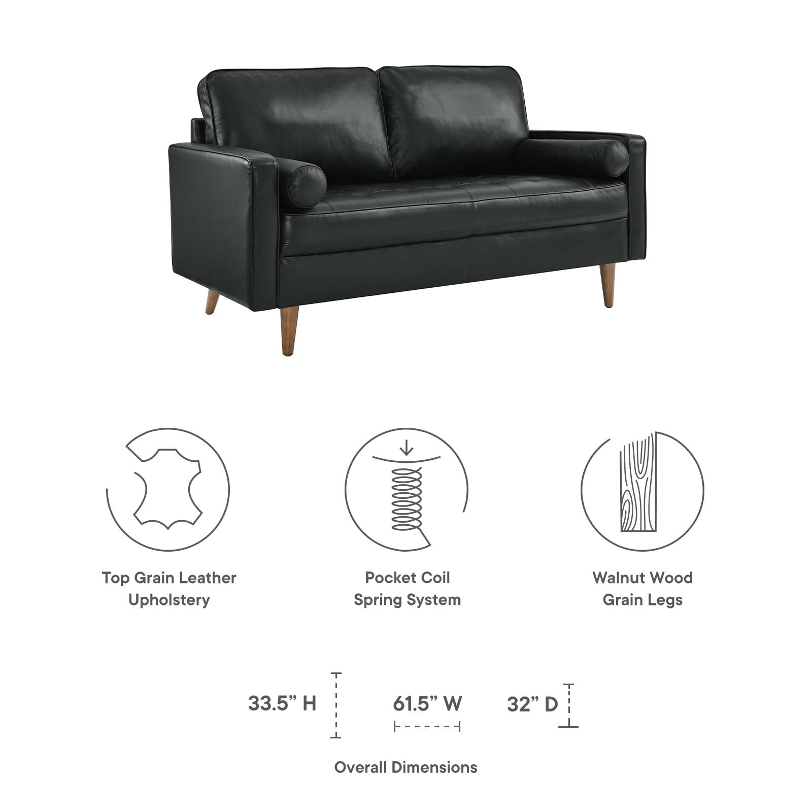 Valour Leather Loveseat By Modway - EEI-5870 | Loveseats | Modishstore - 7