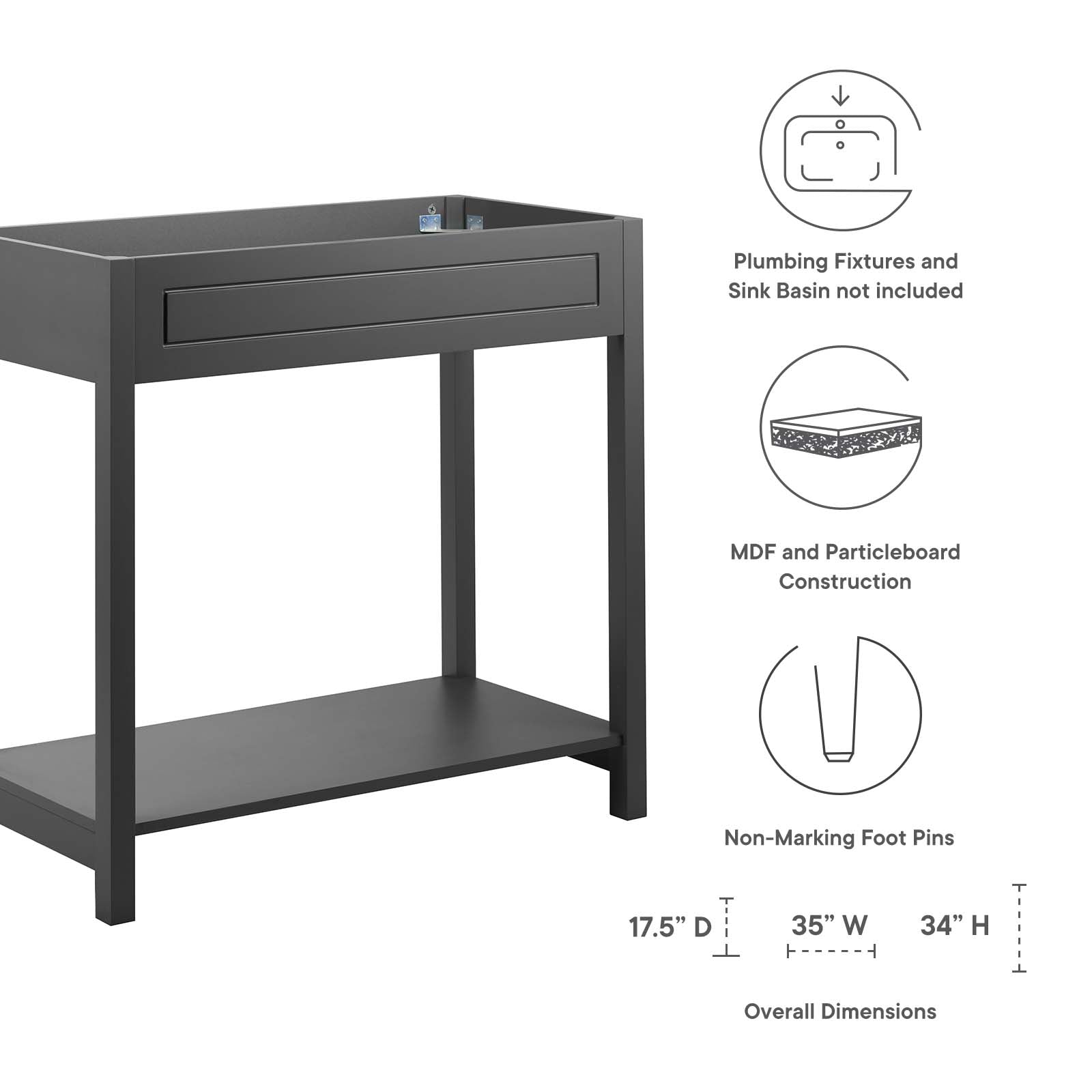 Altura 36" Bathroom Vanity Cabinet By Modway - EEI-5876 | Bathroom Accessories - 8