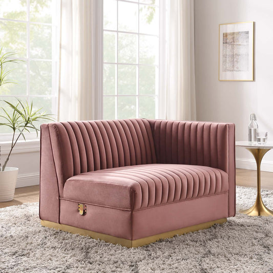 Sanguine Channel Tufted Performance Velvet Modular Sectional Sofa Right-Arm Chair By Modway - EEI-6032 | Sectional | Modishstore