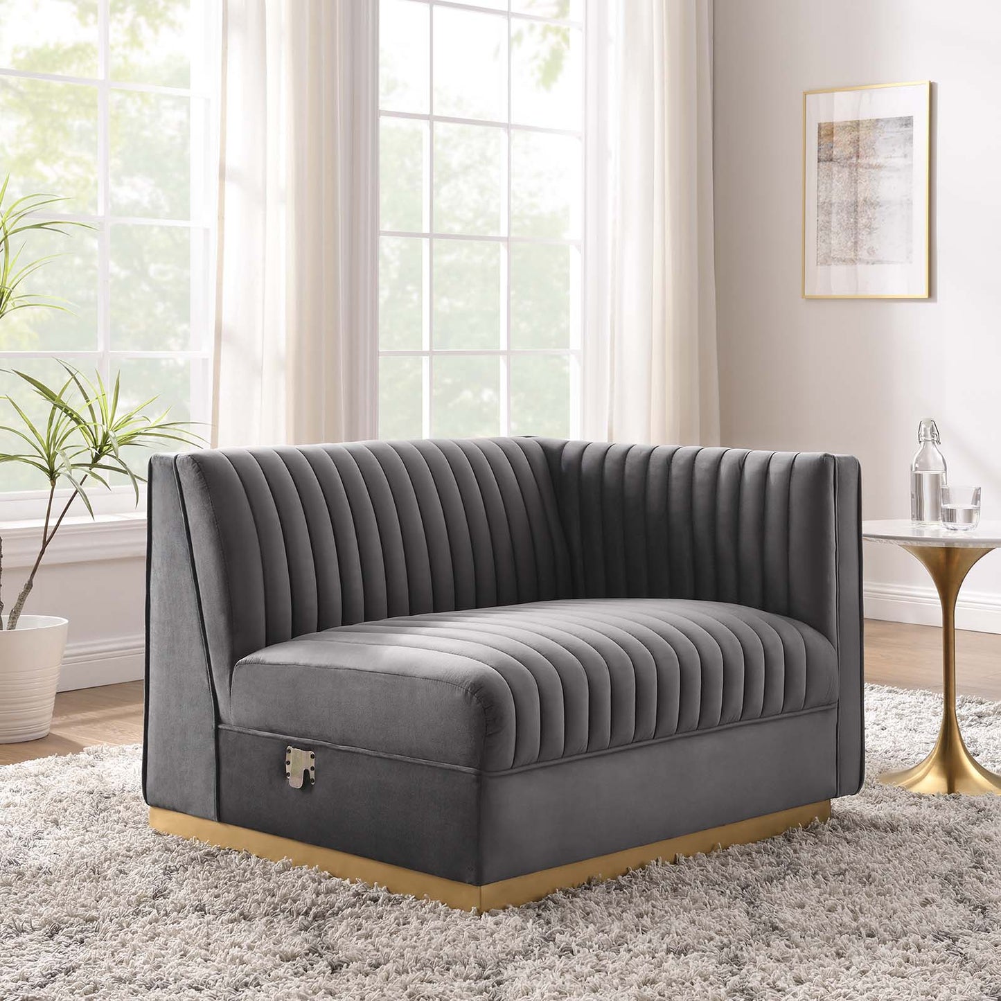 Sanguine Channel Tufted Performance Velvet Modular Sectional Sofa Right-Arm Chair By Modway - EEI-6032 | Sectional | Modishstore - 16