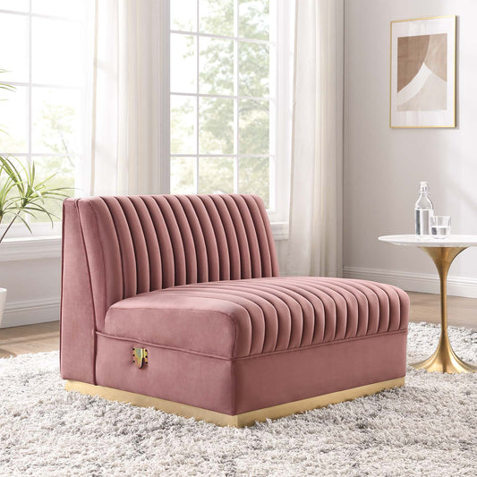 Sanguine Channel Tufted Performance Velvet Modular Sectional Sofa Armless Chair By Modway - EEI-6033 | Sectional | Modishstore