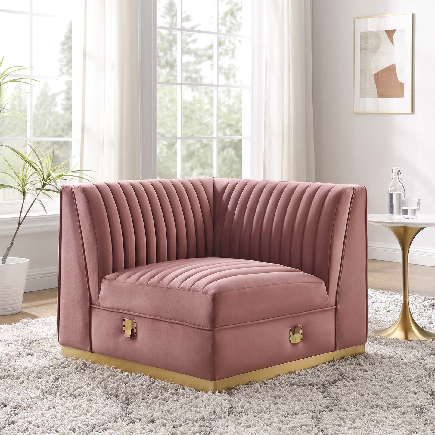 Sanguine Channel Tufted Performance Velvet Modular Sectional Sofa Left Corner Chair By Modway - EEI-6034 | Sectional | Modishstore