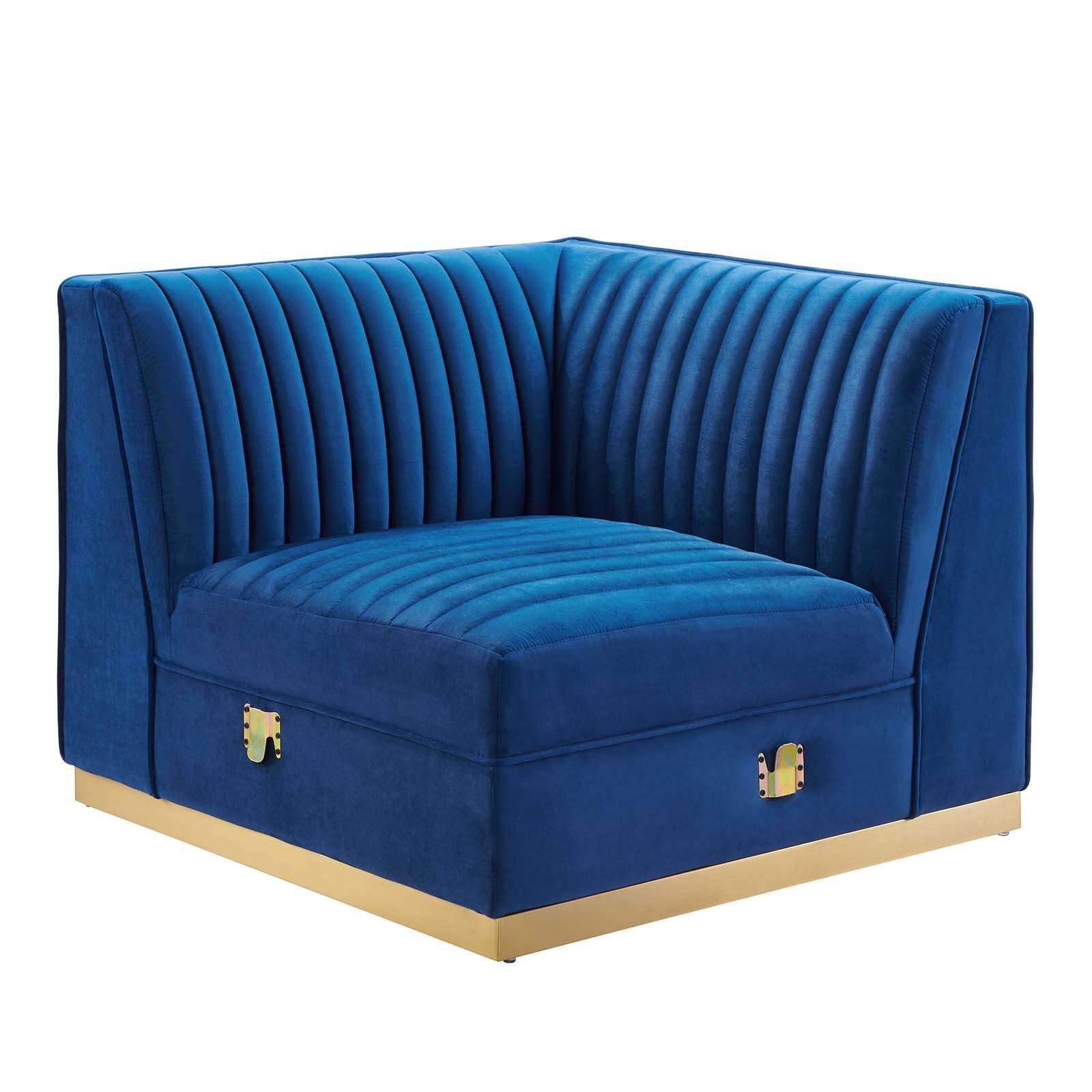 Sanguine Channel Tufted Performance Velvet Modular Sectional Sofa Left Corner Chair By Modway - EEI-6034 | Sectional | Modishstore - 18