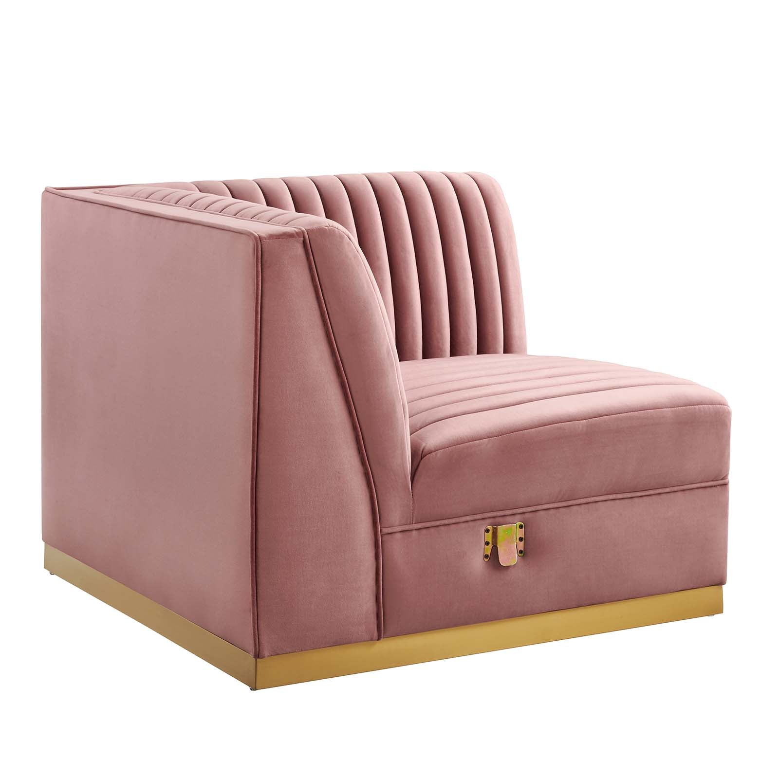 Sanguine Channel Tufted Performance Velvet Modular Sectional Sofa Right Corner Chair By Modway - EEI-6035 | Sectional | Modishstore - 2