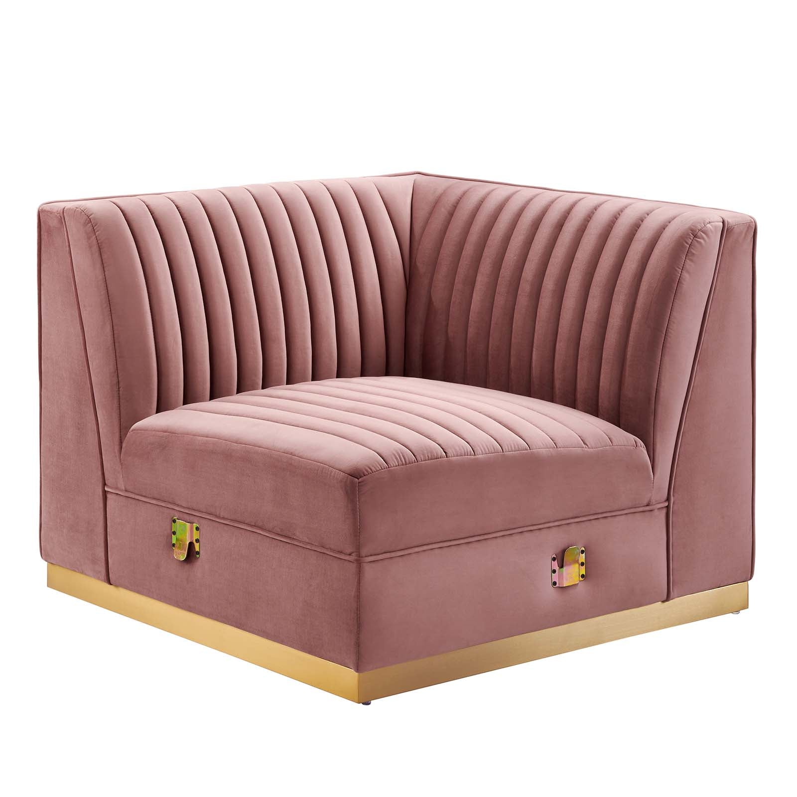Sanguine Channel Tufted Performance Velvet Modular Sectional Sofa Right Corner Chair By Modway - EEI-6035 | Sectional | Modishstore - 3