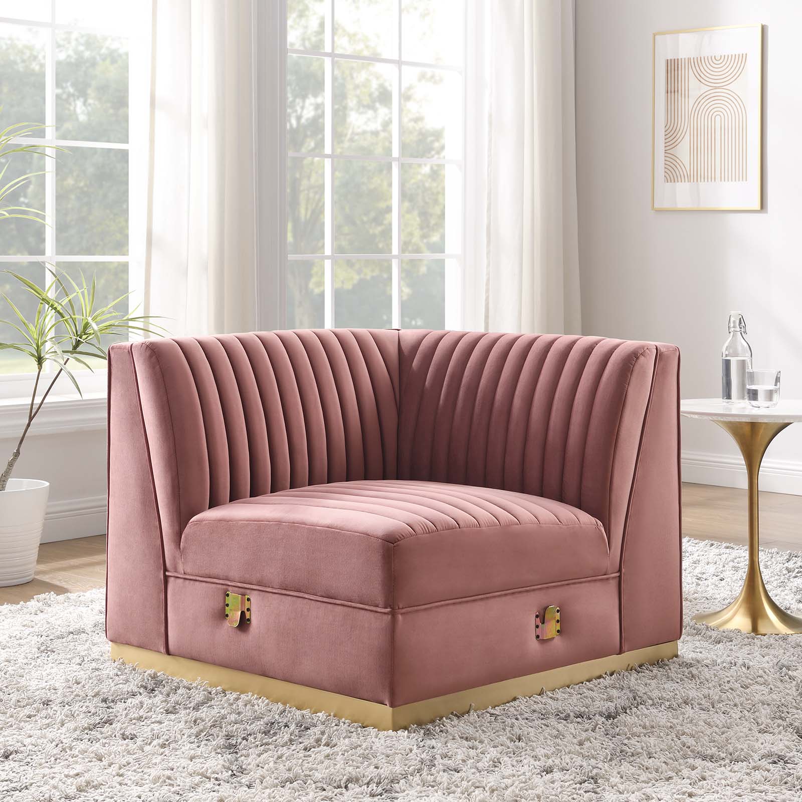 Sanguine Channel Tufted Performance Velvet Modular Sectional Sofa Right Corner Chair By Modway - EEI-6035 | Sectional | Modishstore