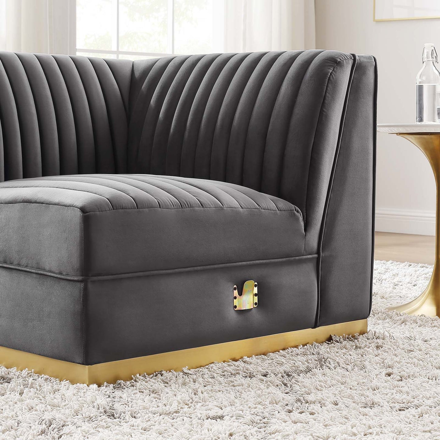 Sanguine Channel Tufted Performance Velvet Modular Sectional Sofa Right Corner Chair By Modway - EEI-6035 | Sectional | Modishstore - 15