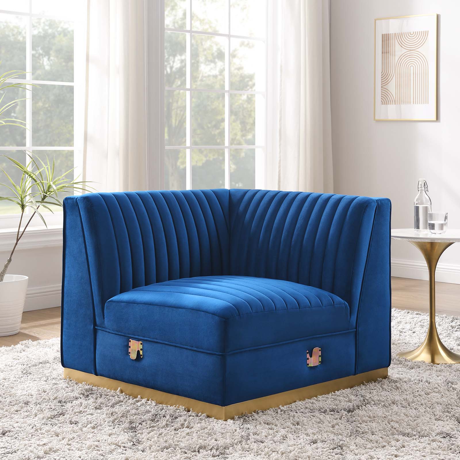 Sanguine Channel Tufted Performance Velvet Modular Sectional Sofa Right Corner Chair By Modway - EEI-6035 | Sectional | Modishstore - 24